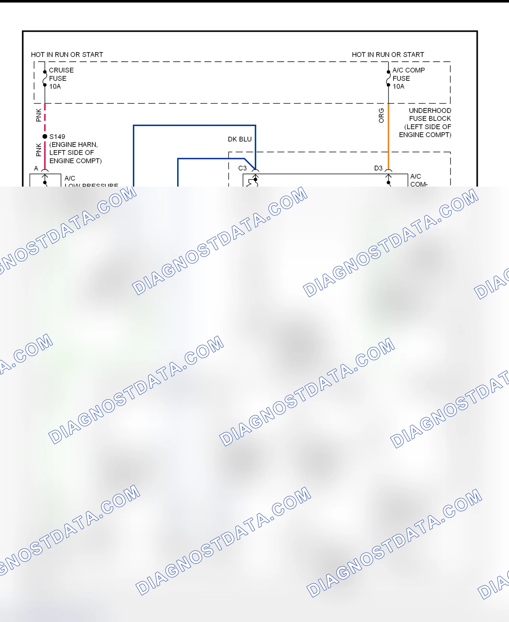 Scheme 55: A/C Compressor Clutch Control Circuit Wiring Diagram (2001 Eldorado)
