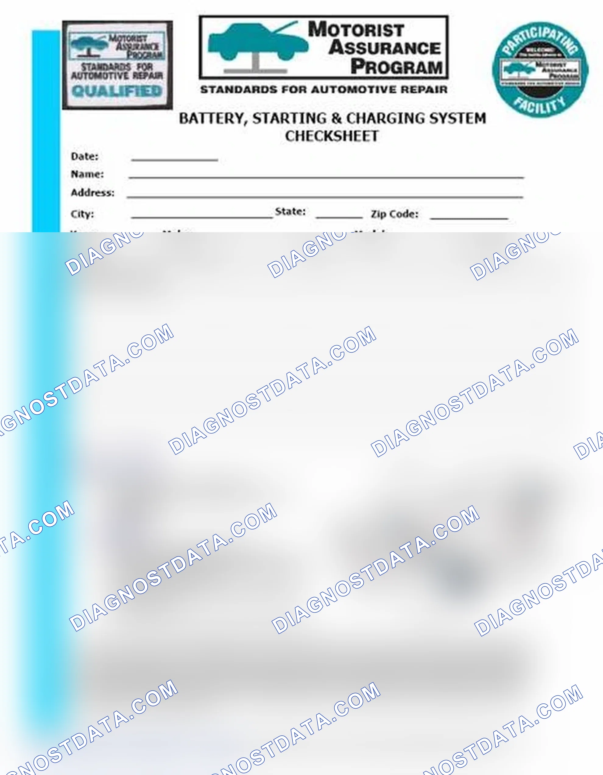 Scheme 3: Battery, Starting & Charging System Checksheet (1 Of 2)