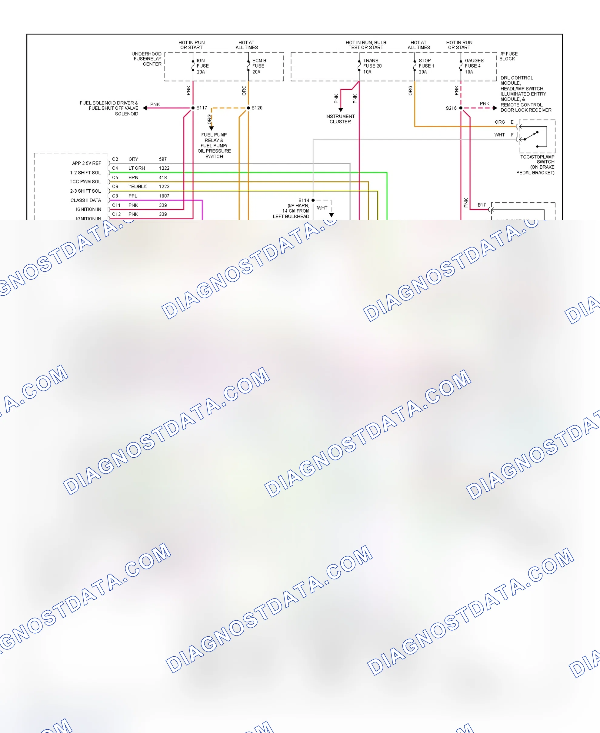 Scheme 154: Automatic Transmission Wiring Diagram ("G" Series - 6.5L RPO L65)