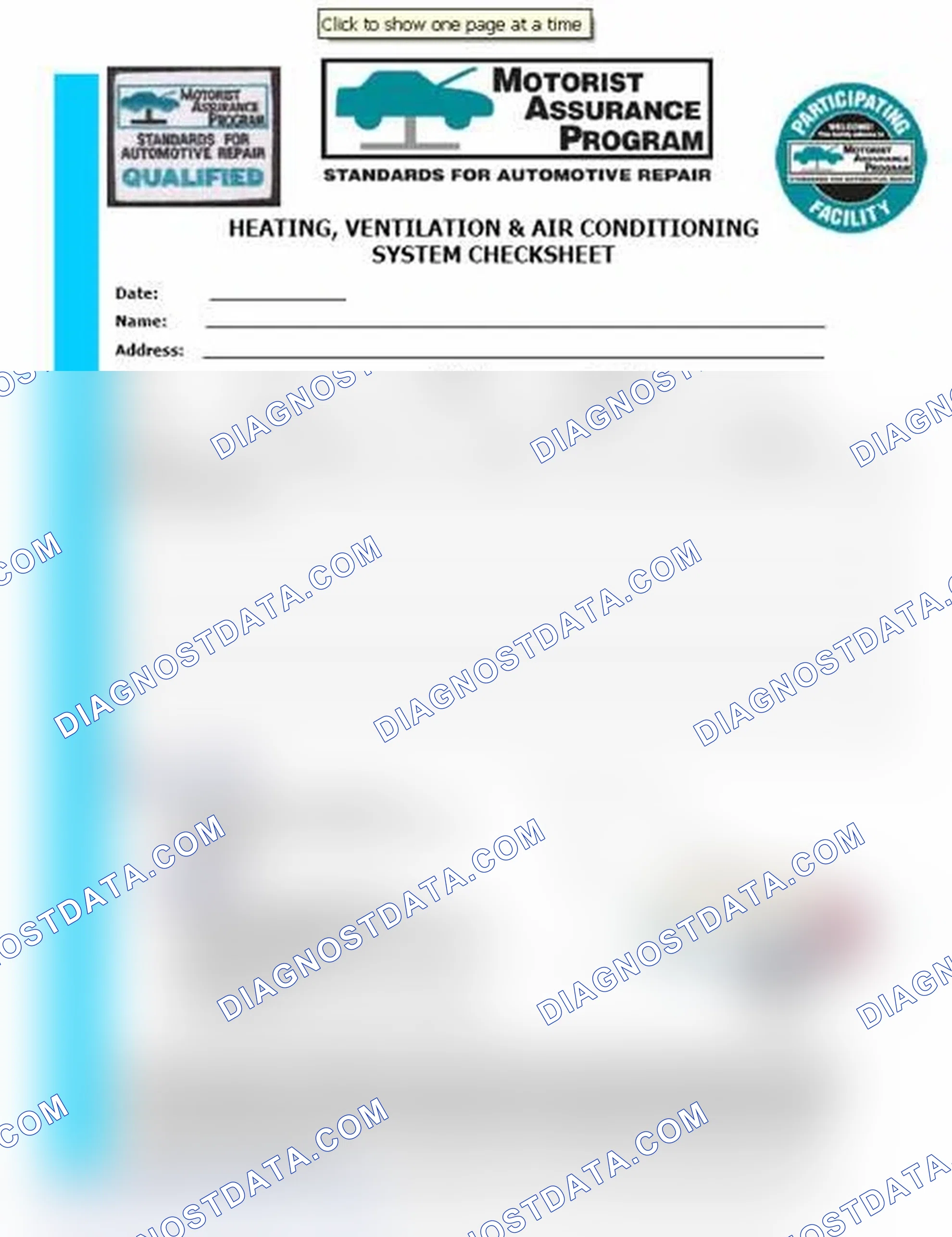 Scheme 15: Heating, Ventilation & Air Conditioning System Checksheet (1 Of 2)