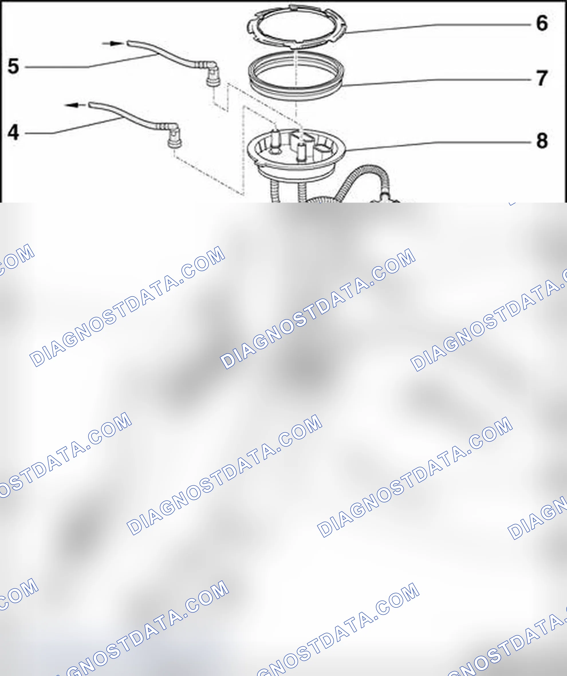 Scheme 754: Right Fuel Delivery Unit with Transfer Fuel Pump, Fuel Level Sensors 2 and 4, Component Overview