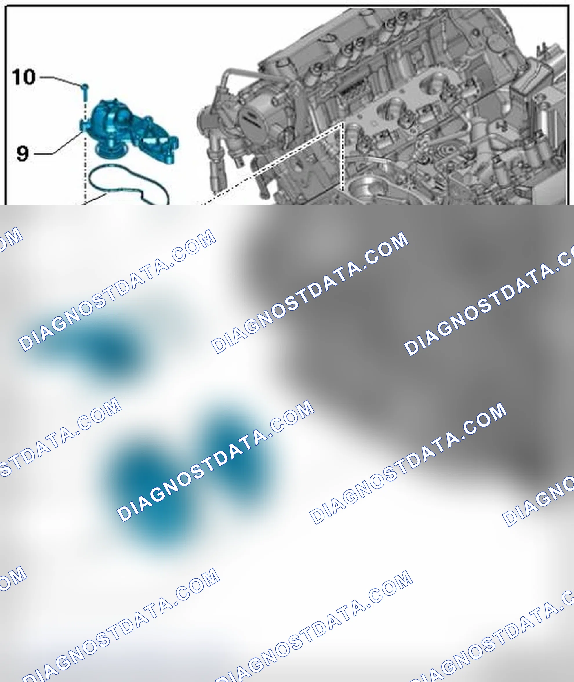 Scheme 79: COOLANT PUMP, COOLANT THERMOSTAT AND CONNECTING PIECE OVERVIEW
