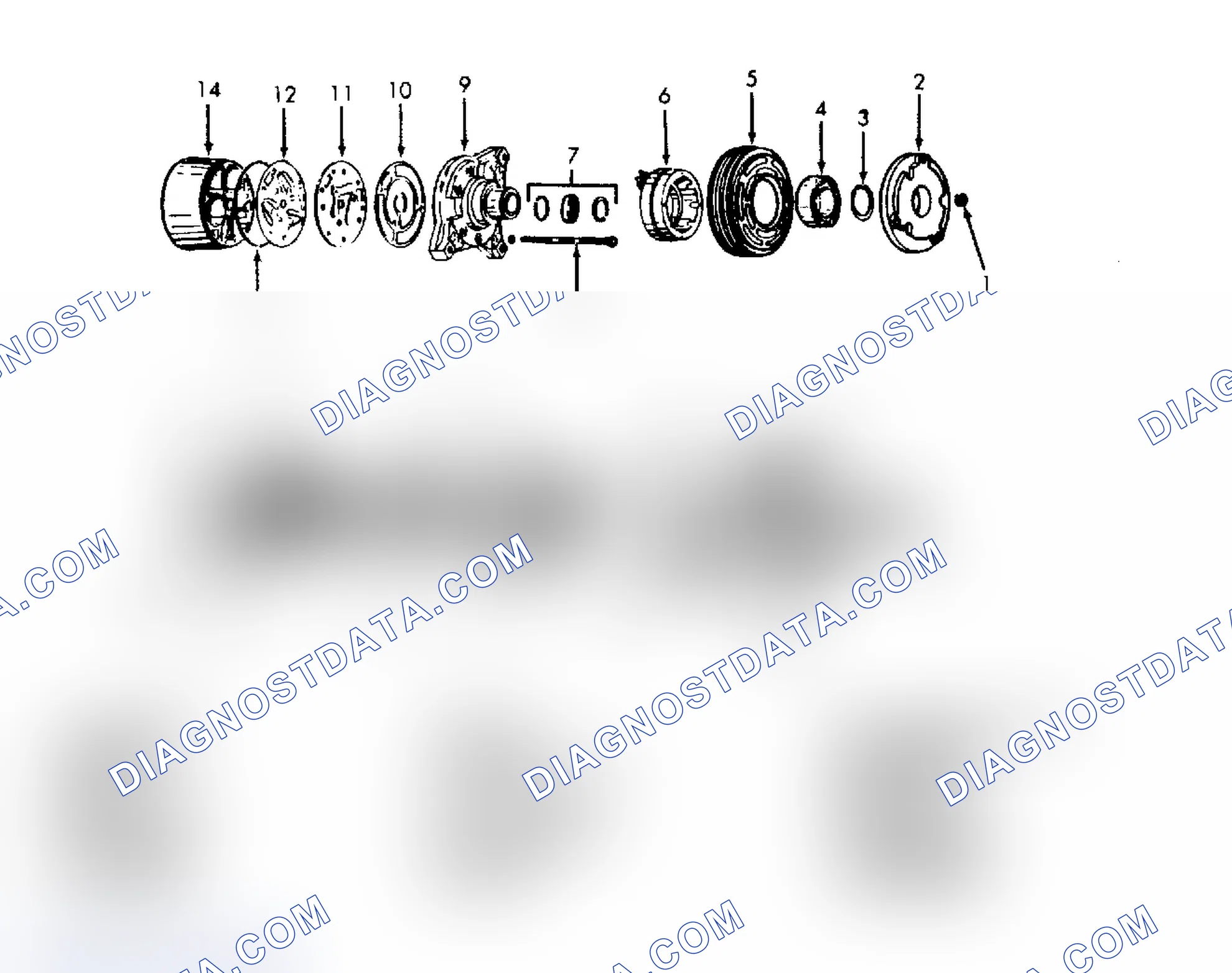 Scheme 4: Exploded View of Harrison HR-6 6-Cylinder Compressor