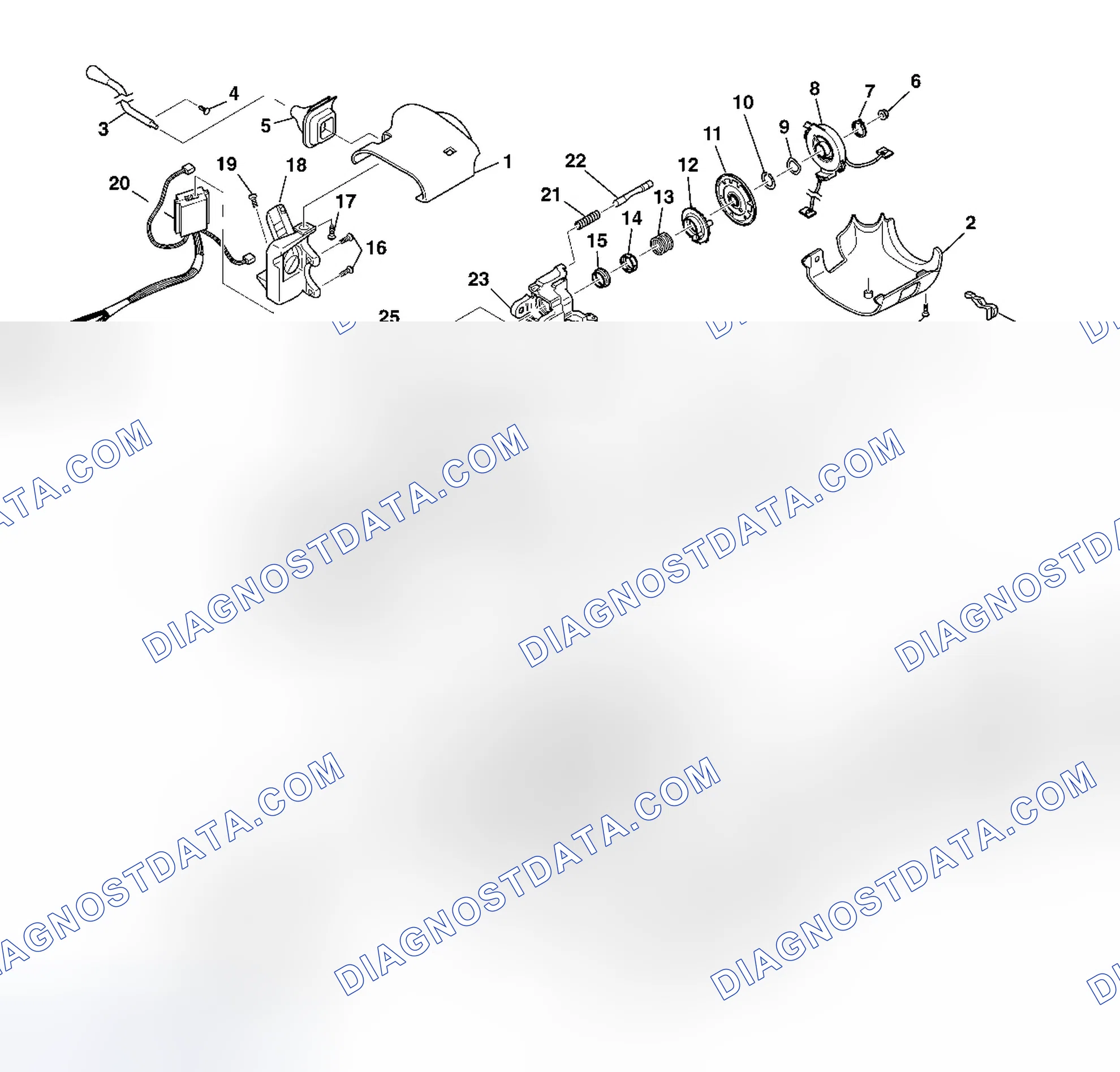 Scheme 1: Steering Column Disassembled View (Column Shift and Floor Shift Tilt)