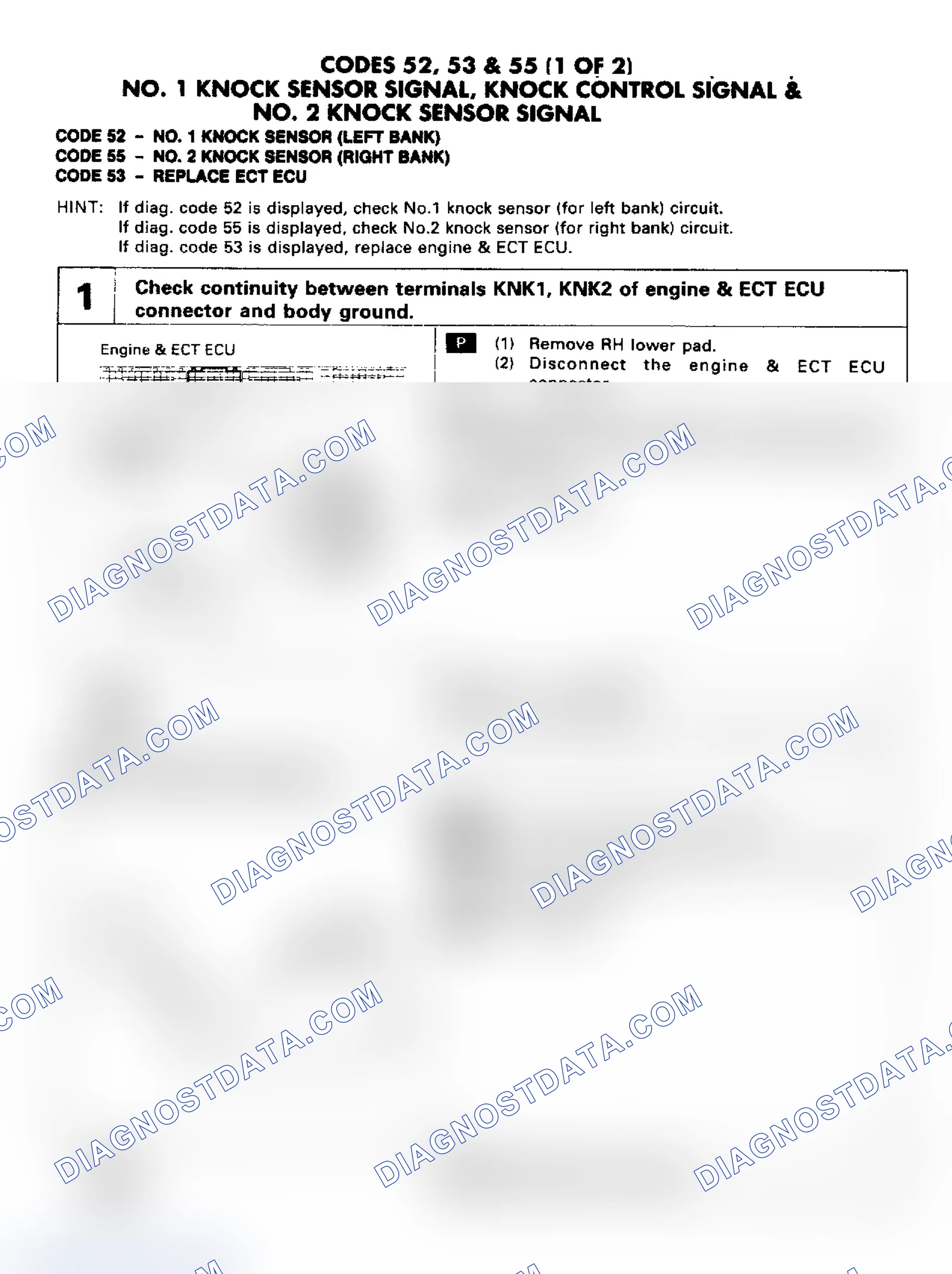 Scheme 91: Code 52, 53 & 55: Knock Sensor & Control Signal (1 of 2)