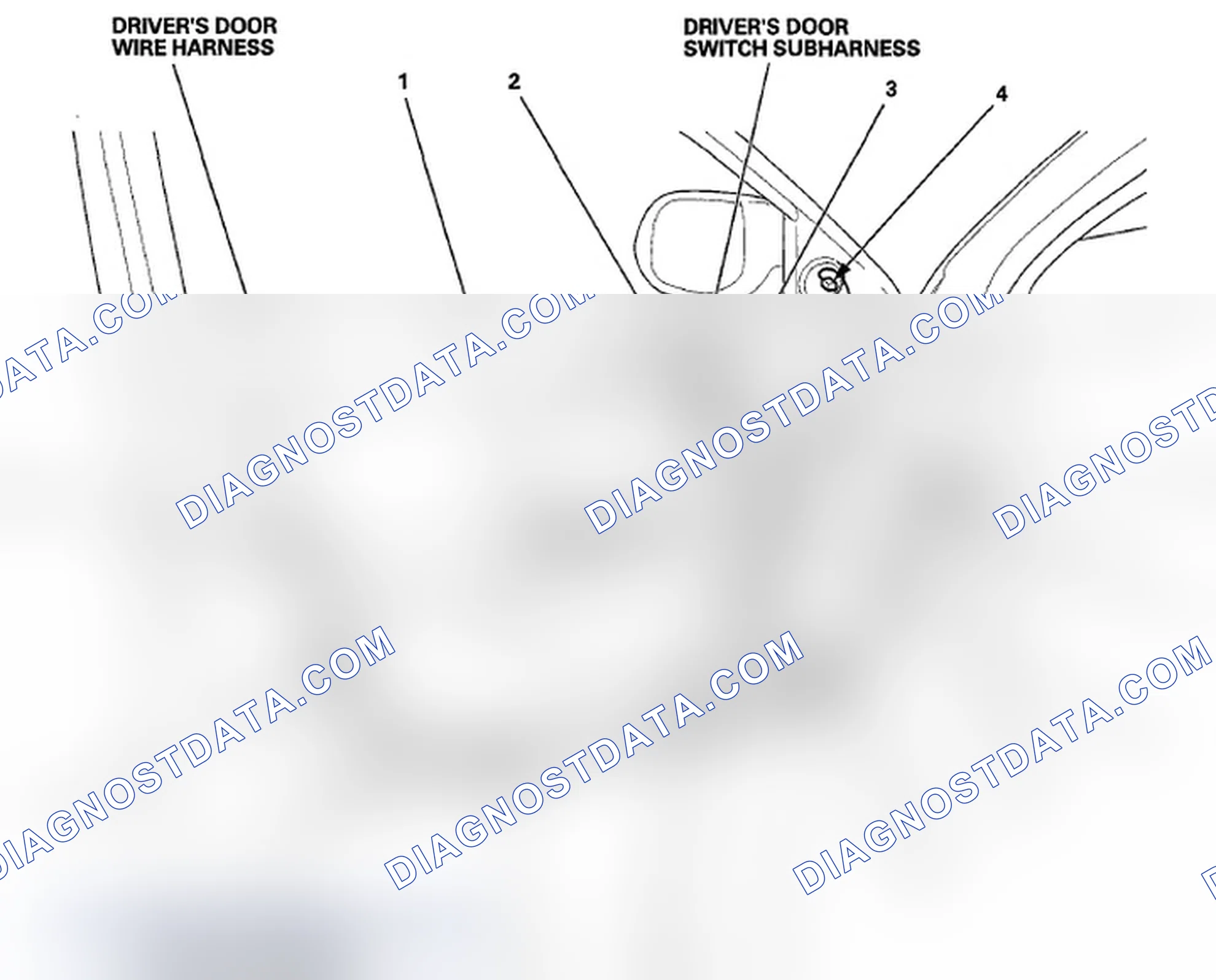 Scheme 38: Identifying Driver's Door Wire Harness, Courtesy Light Subharness And Switch Subharness