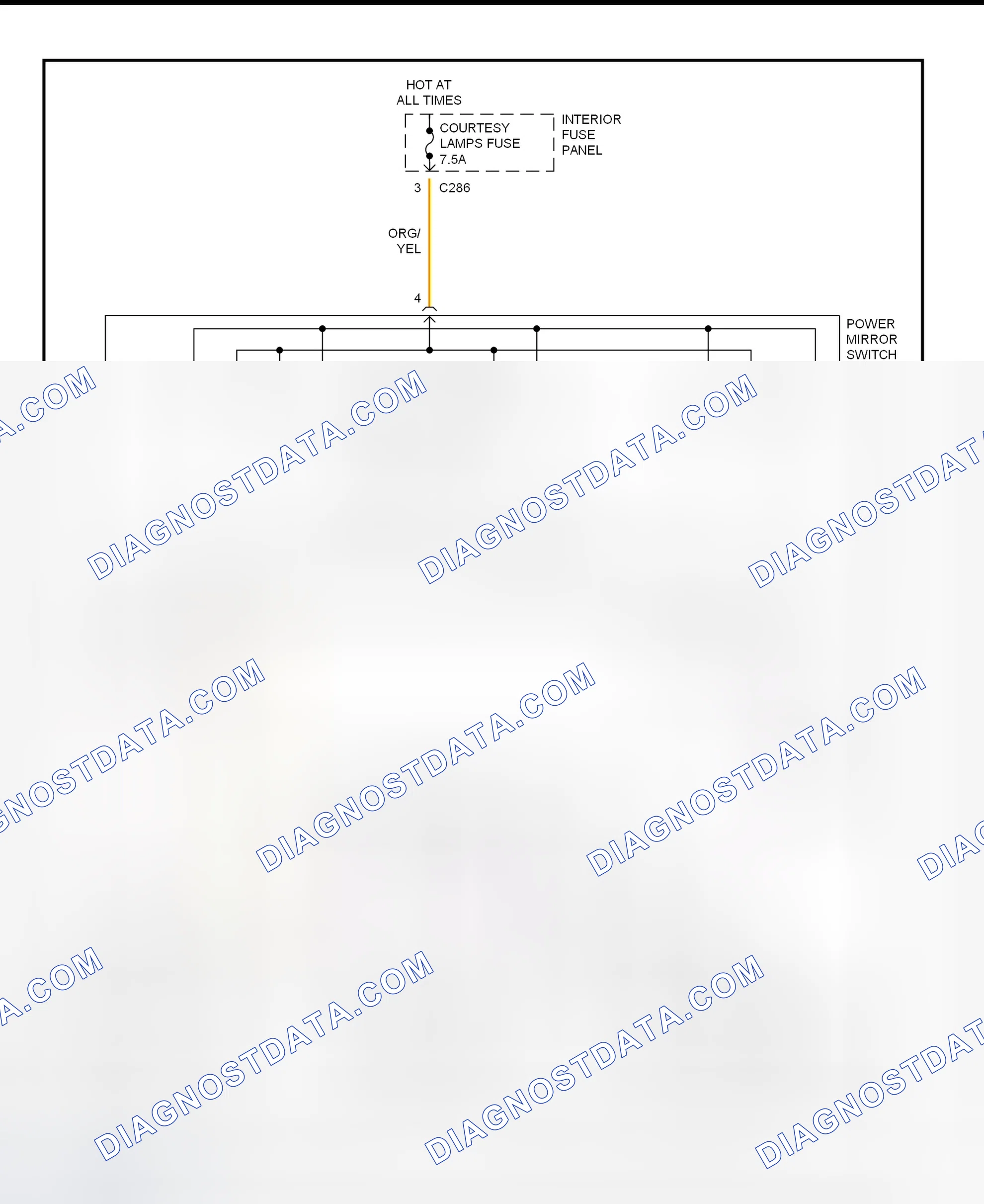 Scheme 2: Power Mirror System Wiring Diagram (Contour & Mystique)
