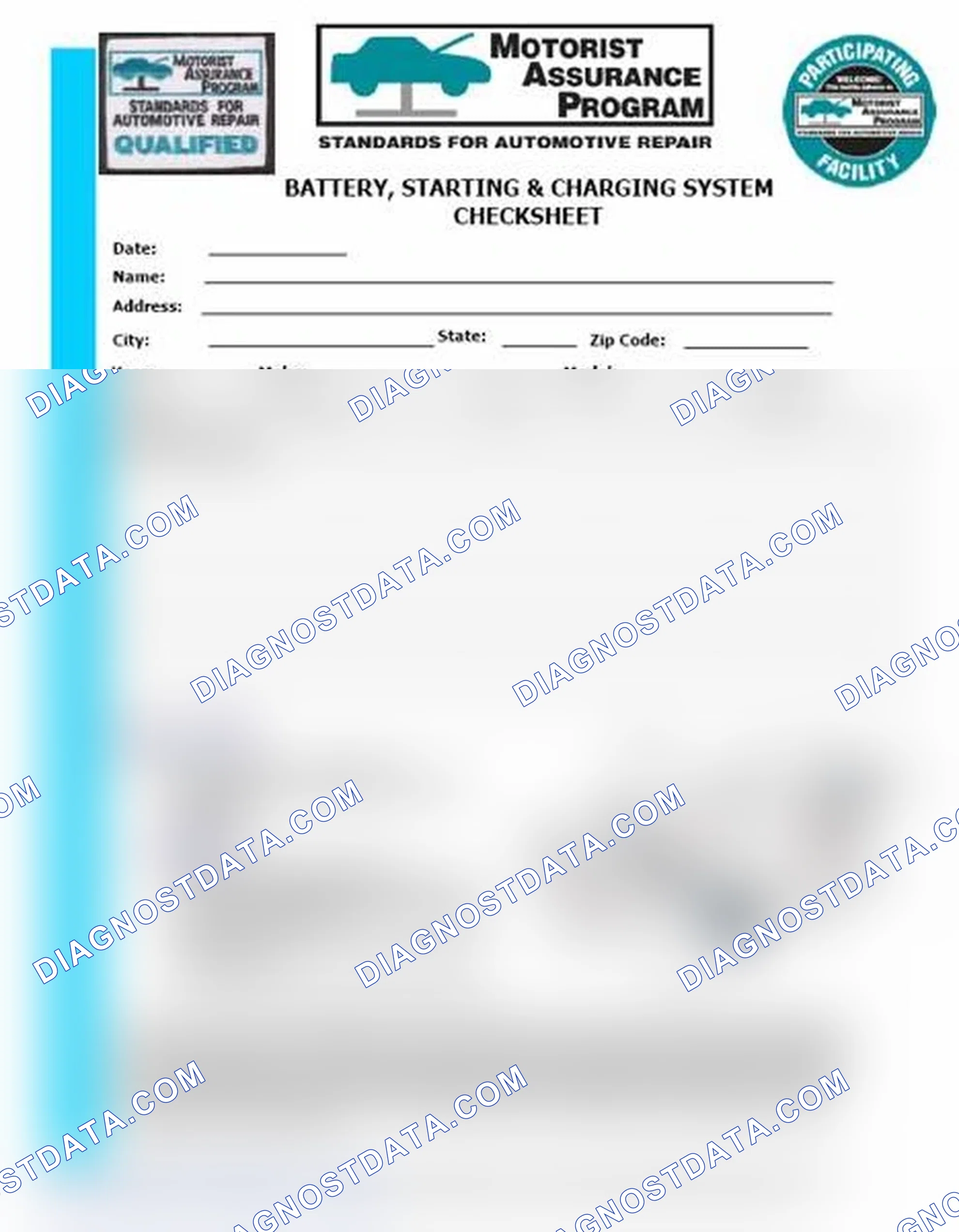 Scheme 3: Battery, Starting & Charging System Checksheet (1 Of 2)