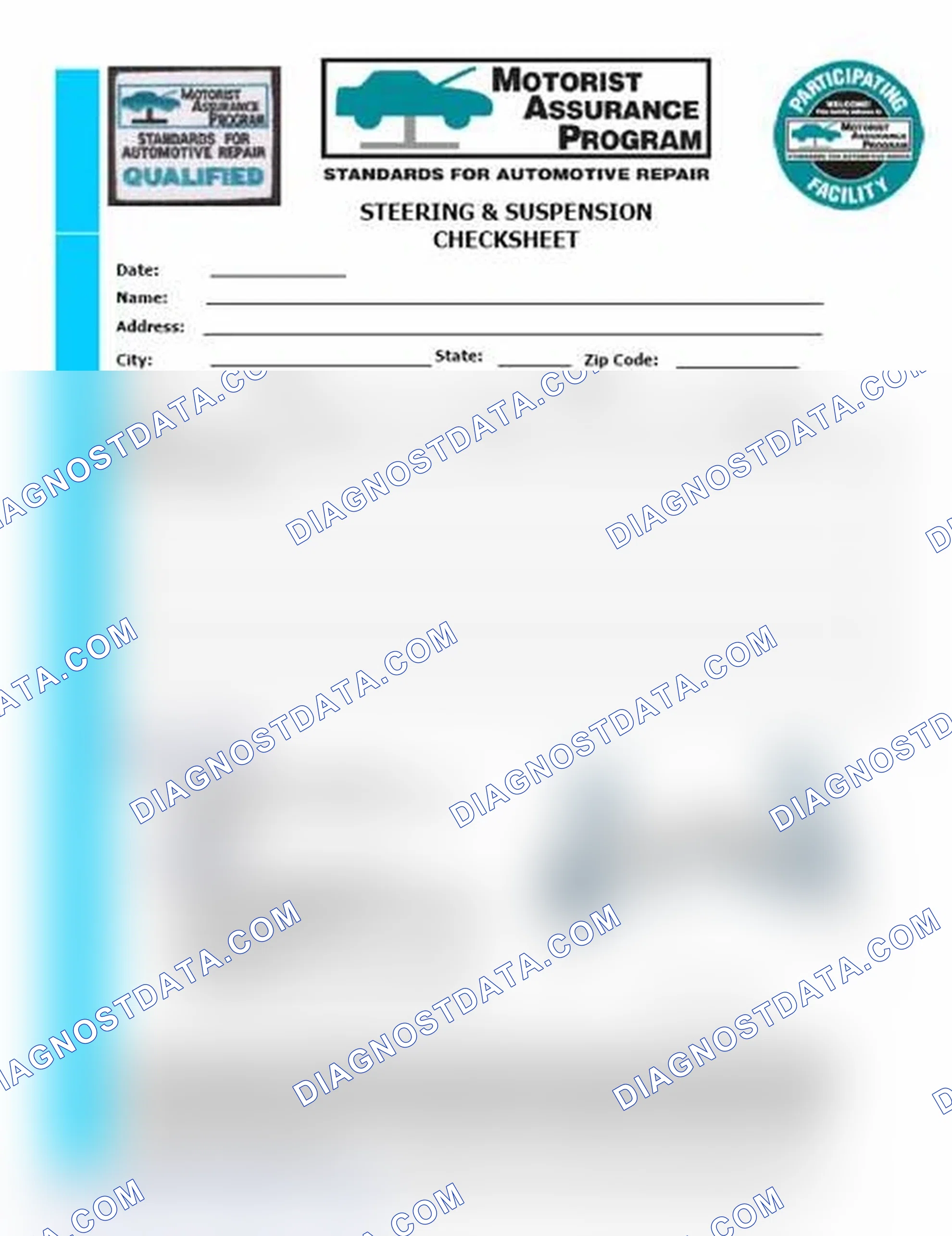 Scheme 11: Steering & Suspension Checksheet (1 Of 2)