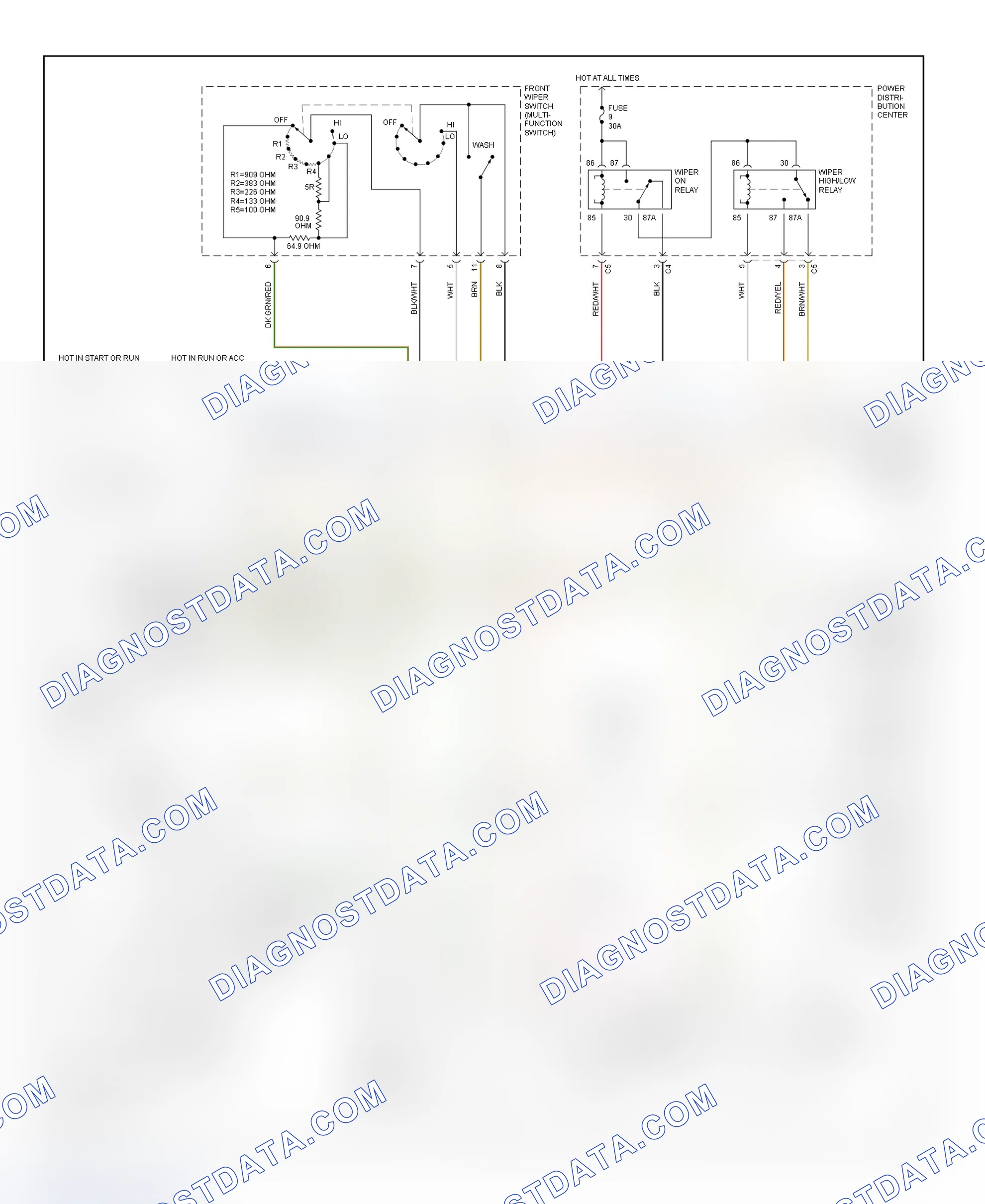Scheme 3: Front & Rear Wiper/Washer System Wiring Diagram