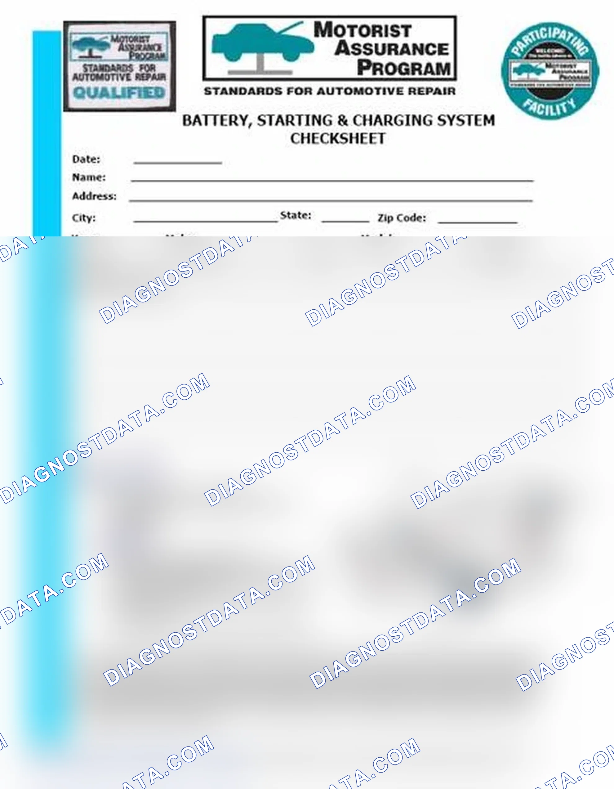 Scheme 3: Battery, Starting & Charging System Checksheet (1 Of 2)