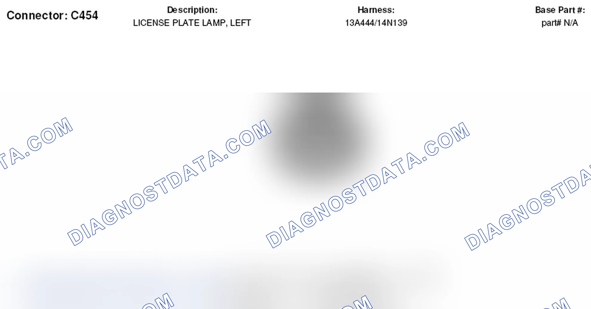 Scheme 129: Left License Plate Lamp Connector End View (C454)