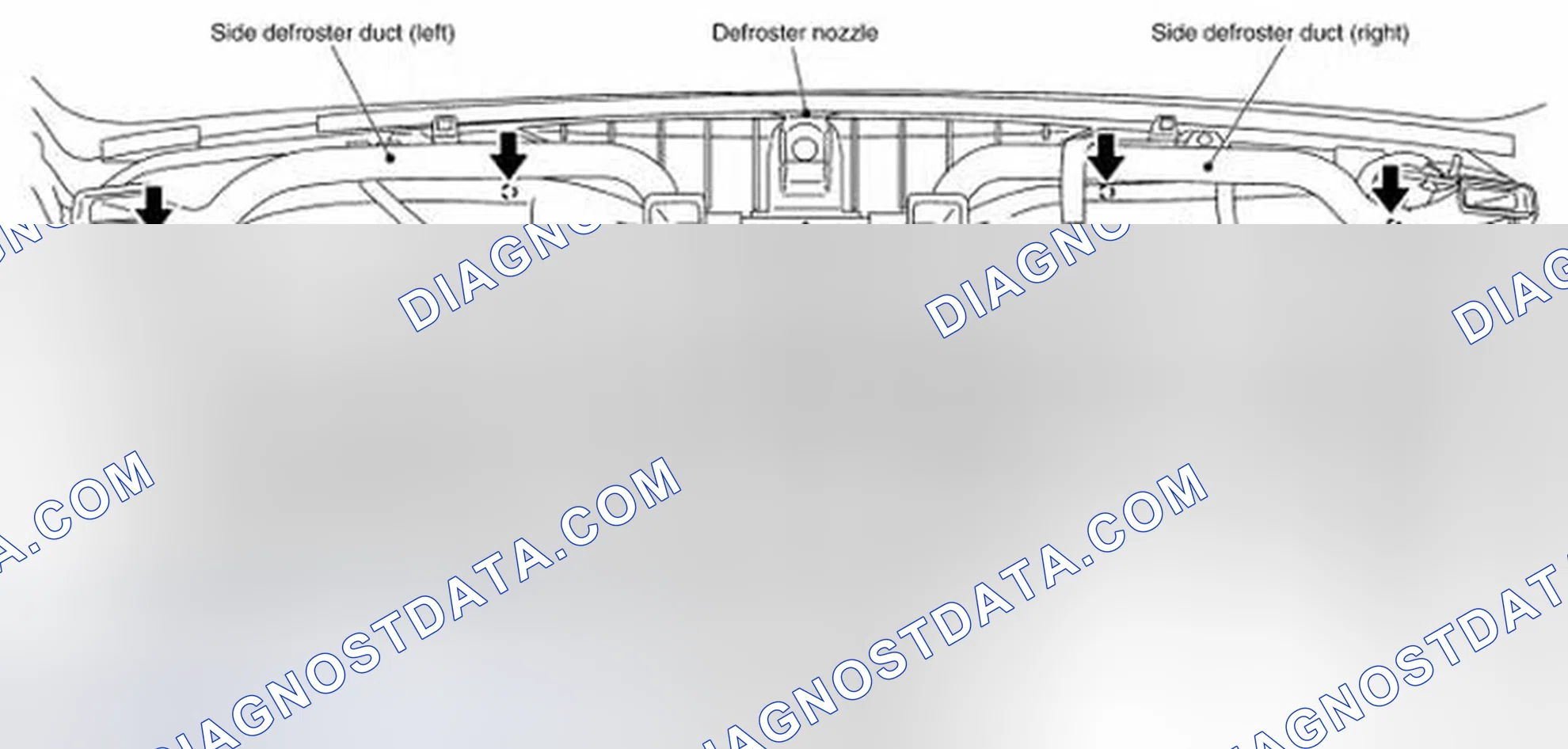 Scheme 94: Removal of Defroster Nozzle, Ducts and Ventilator Ducts