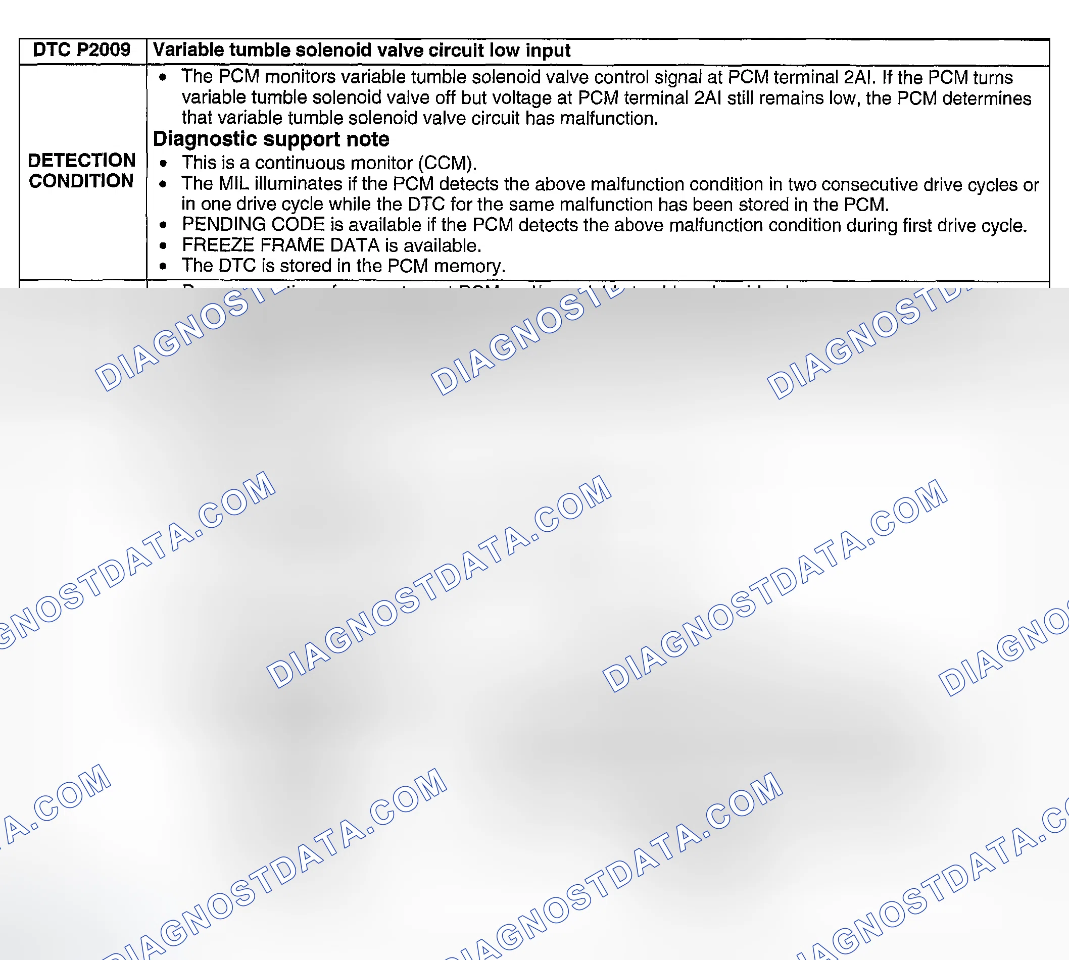 Scheme 275: DTC P2009: VARIABLE TUMBLE SOLENOID VALVE CIRCUIT LOW INPUT