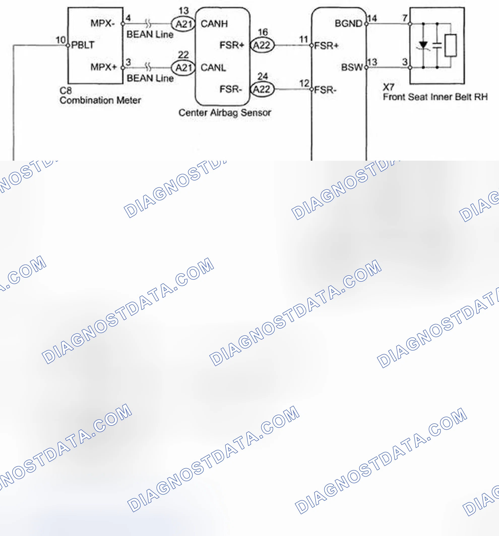 Fig. 15: Front Passenger Side Seat Belt Warning Light - Wiring Diagram