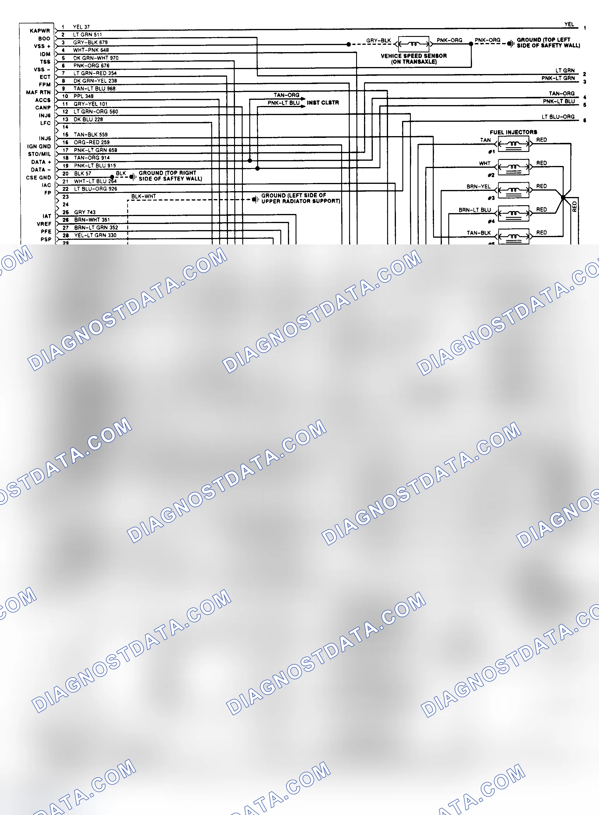 Scheme 129: EEC-IV Wiring Diagram (Continental 3.8L - 1 of 2)