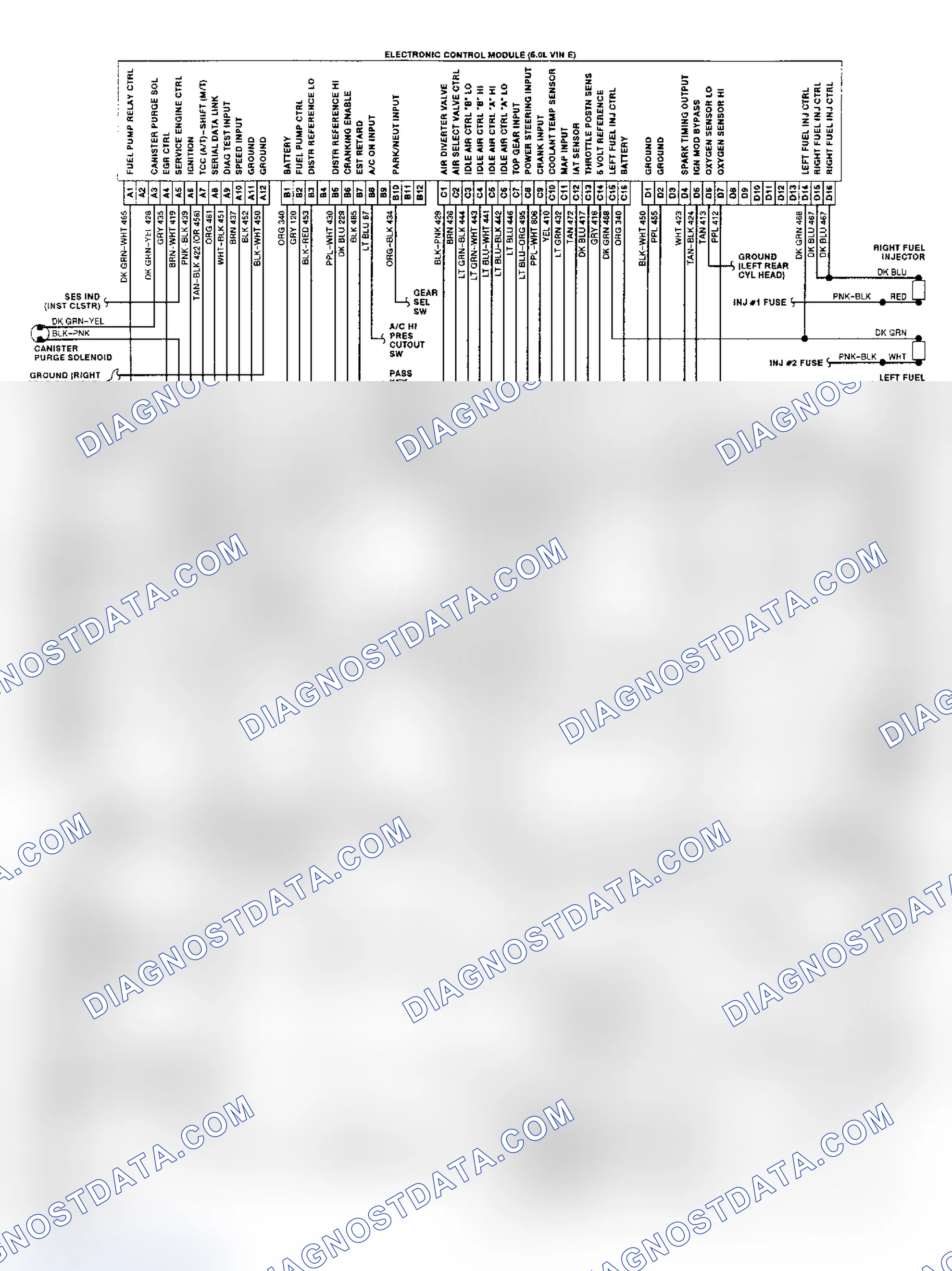 Scheme 43: 5.0L (VIN E) ECM Wiring Diagram (Camaro & Firebird)