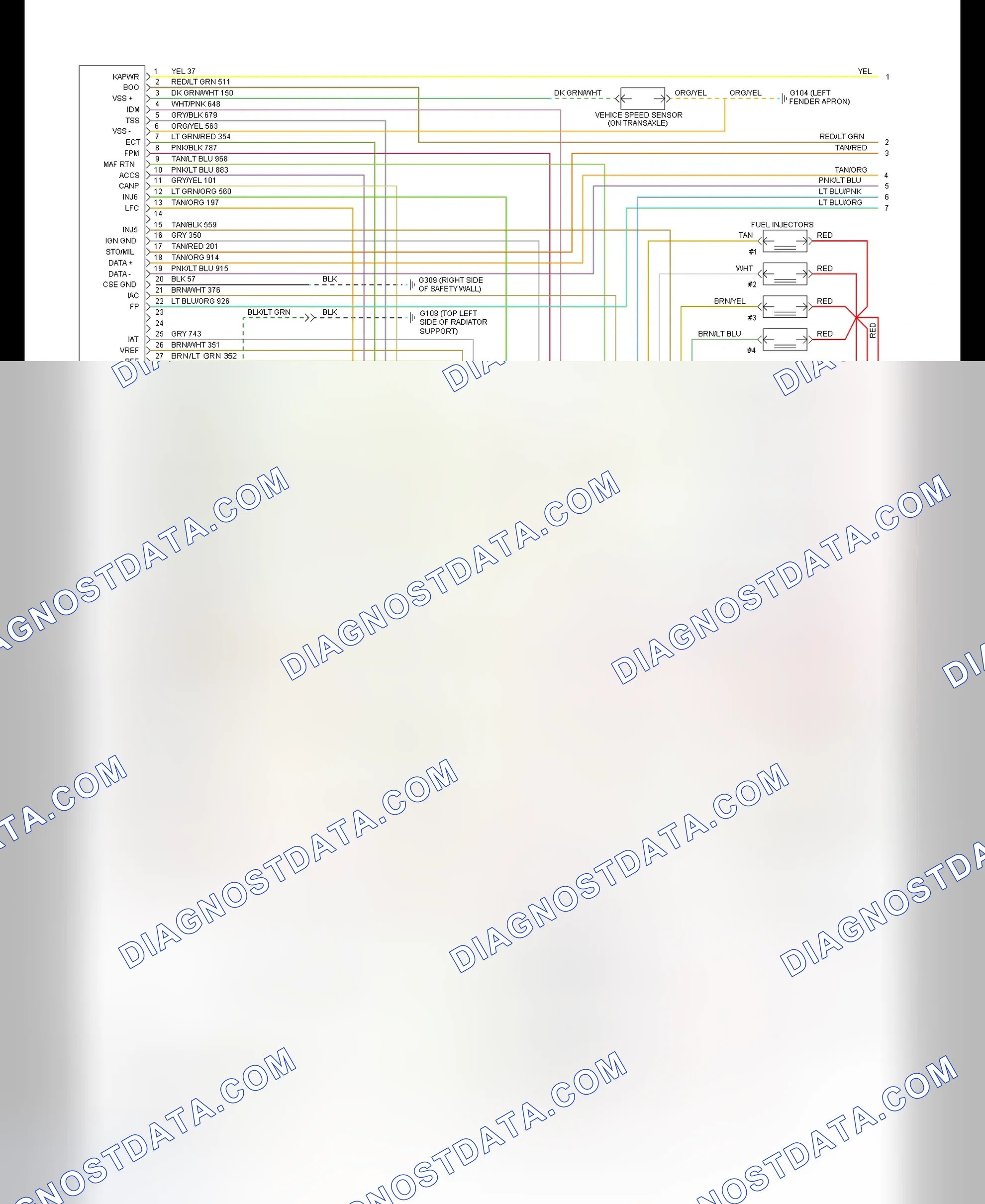 Scheme 185: EEC-IV Wiring Diagram (Sable 3.8L & Taurus 3.8L - 1 Of 2)