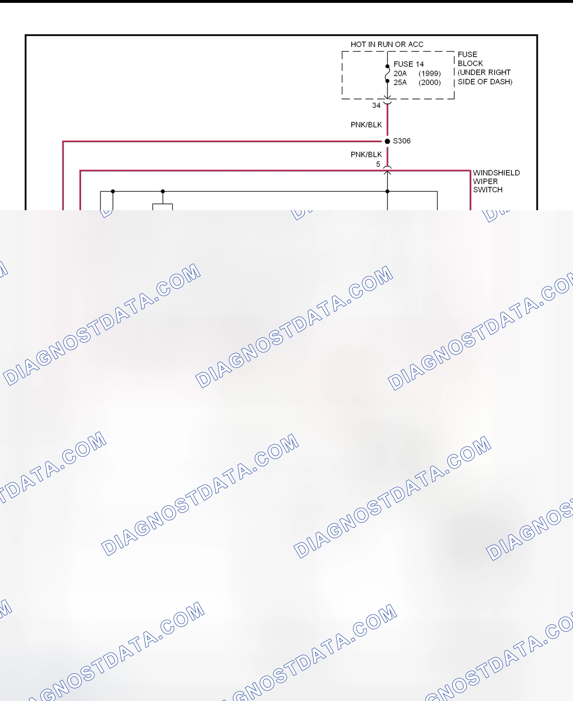 Scheme 4: Front Wiper/Washer System Wiring Diagram (Wrangler - Interval Wipers - 1999)