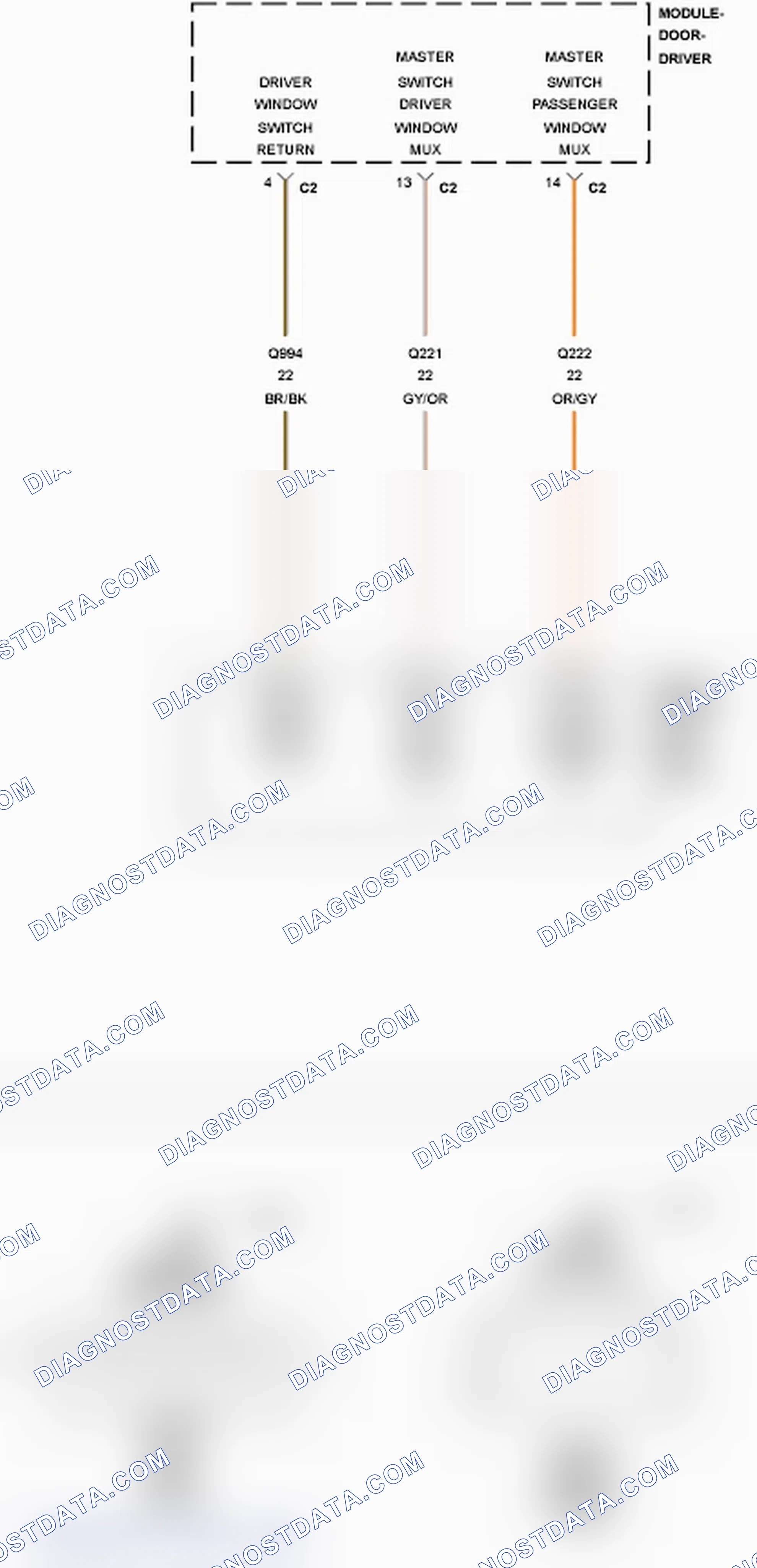 Scheme 332: B1852-DRIVER WINDOW SWITCH STUCK