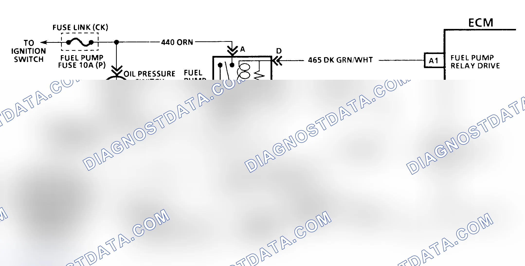Scheme 320: CODE 54, Schematic, Fuel Pump Circuit (3.1L & 4.3L C, K & P Series W/ M/T)
