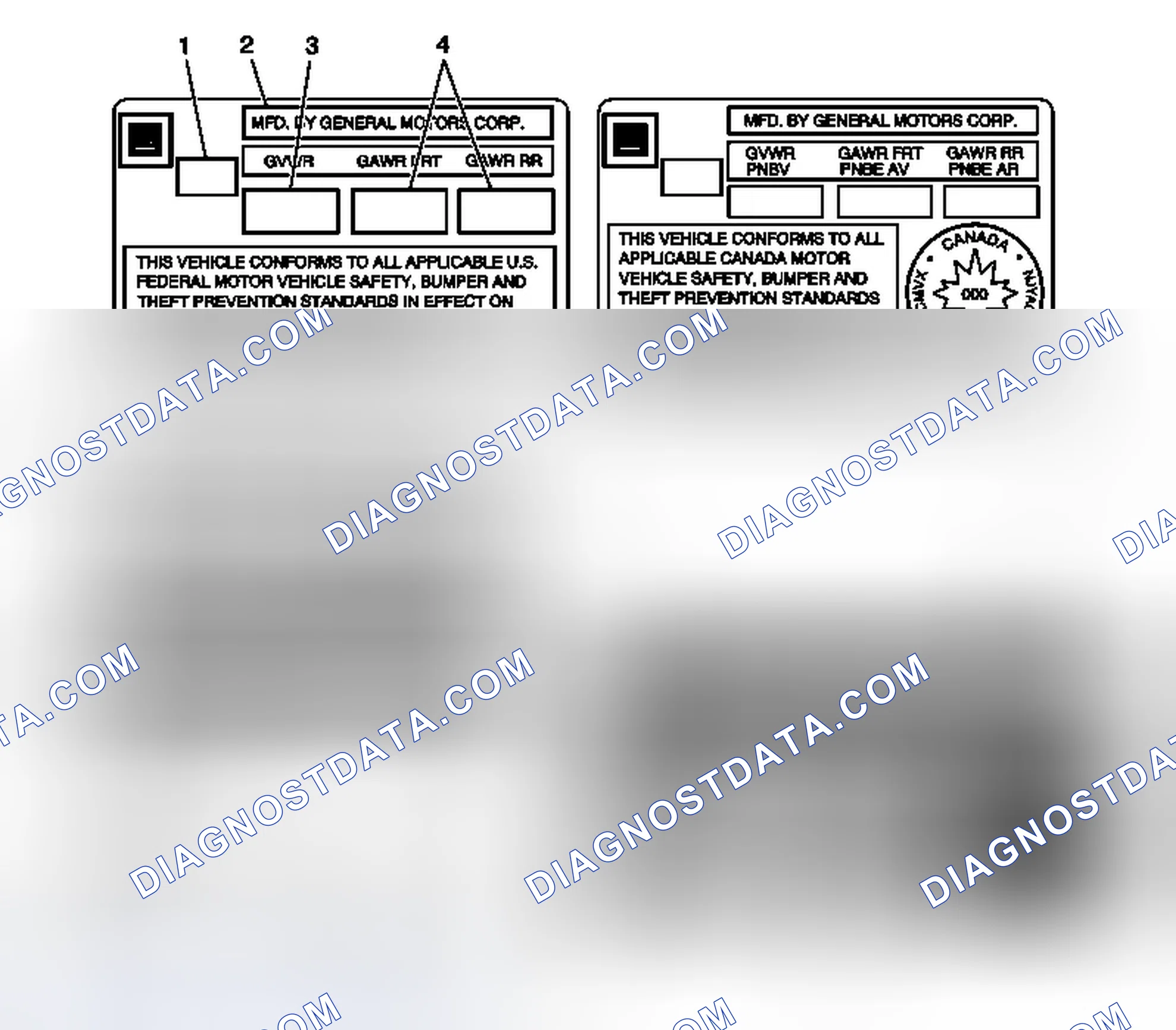 Scheme 2: Vehicle Certification, Tire Placard, Anti-Theft, and Service Parts ID Label