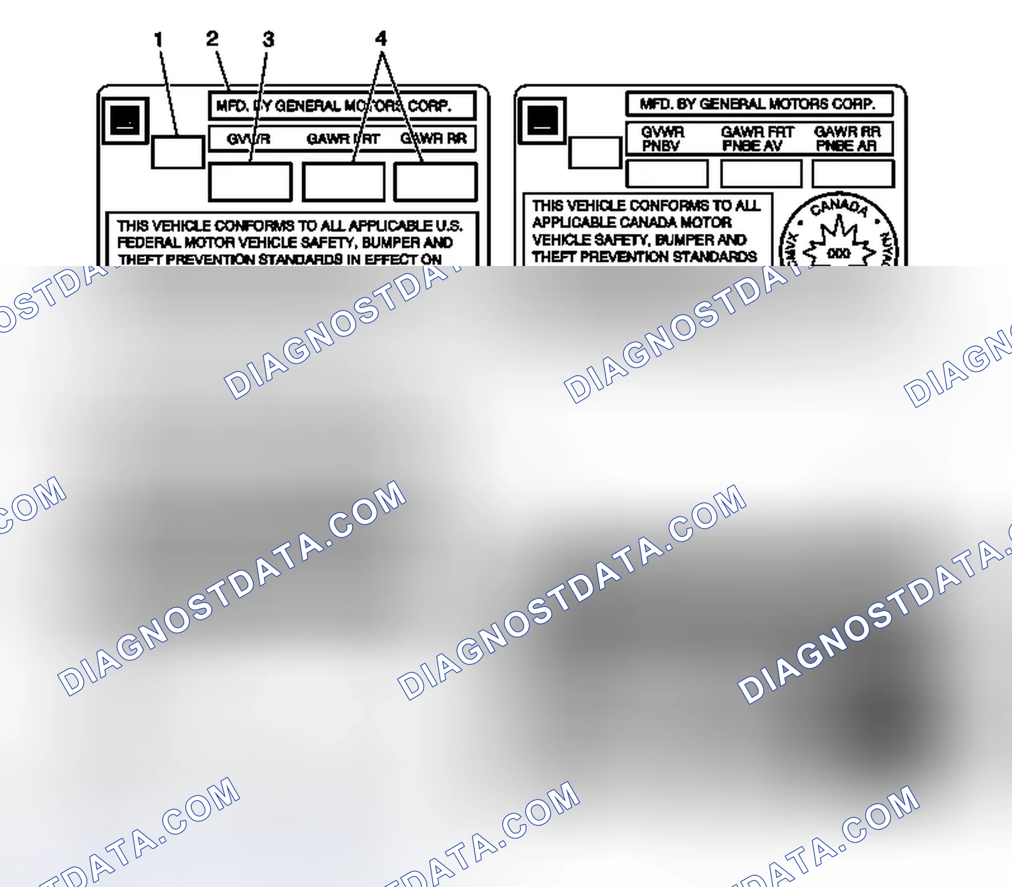 Scheme 2: Vehicle Certification, Tire Placard, Anti-Theft, & Service Parts ID Label
