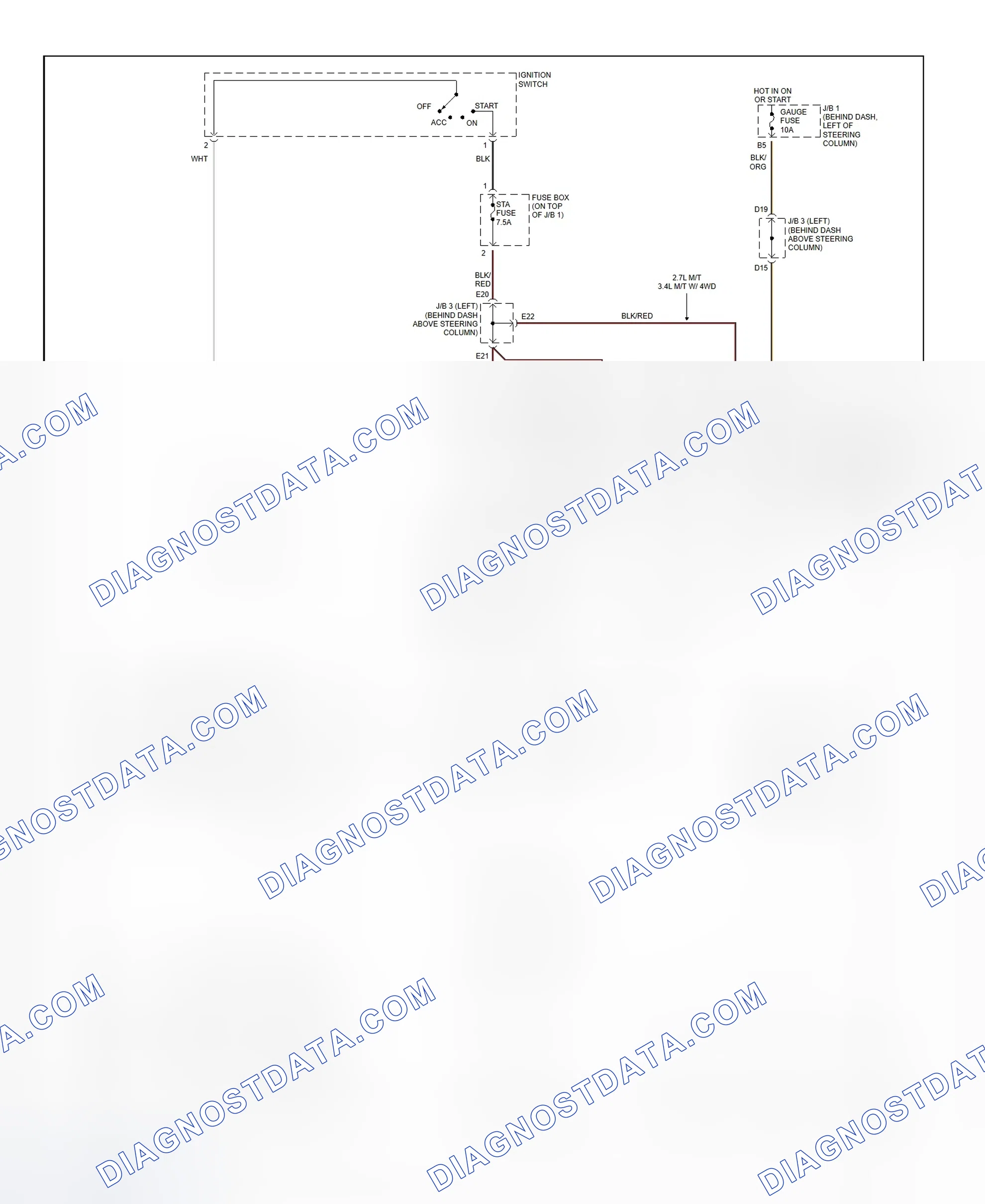 Fig. 27: Starting System Wiring Diagram (Tacoma - 2.7L & 3.4L)