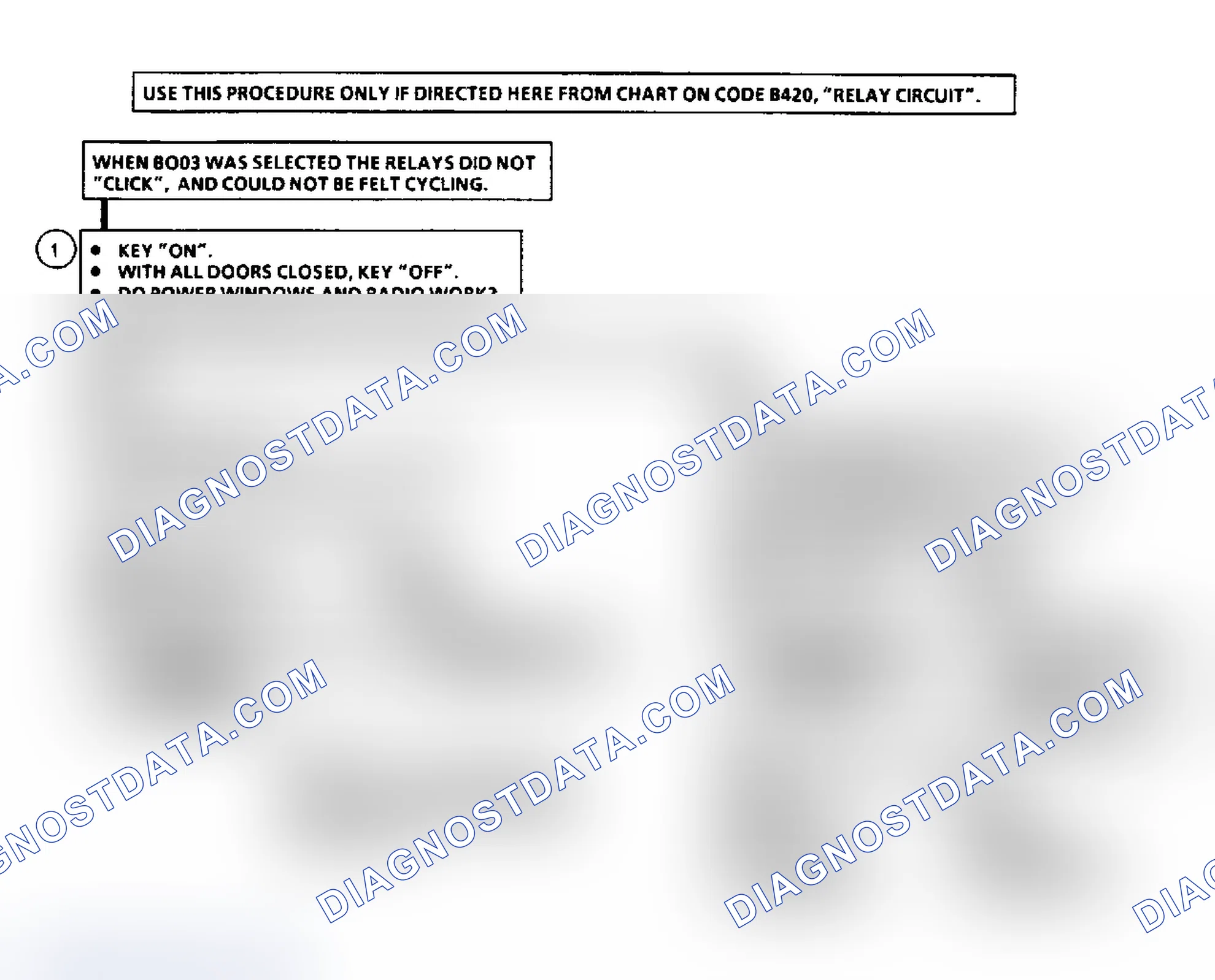 Scheme 91: Code B420 Flow Chart, Retained Accessory Power Relays Ckt