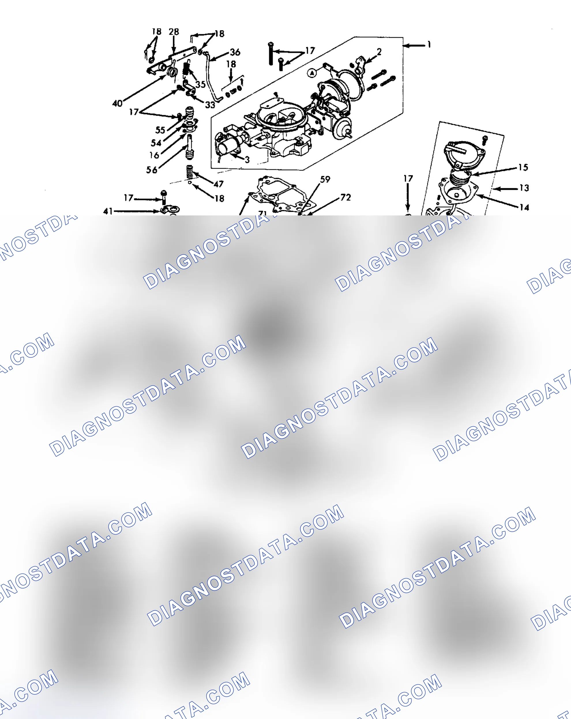Scheme 7: Exploded View of Hitachi DCH 340 2-Bbl. Carburetor