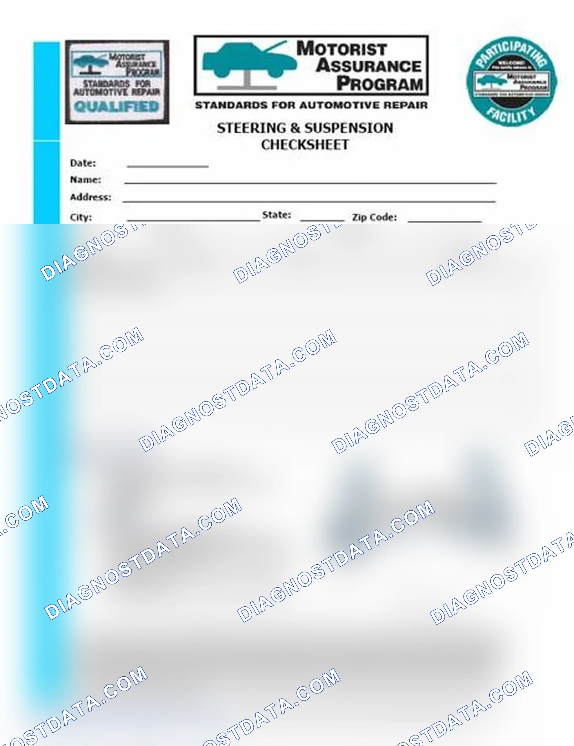 Scheme 11: Steering & Suspension Checksheet (1 Of 2)