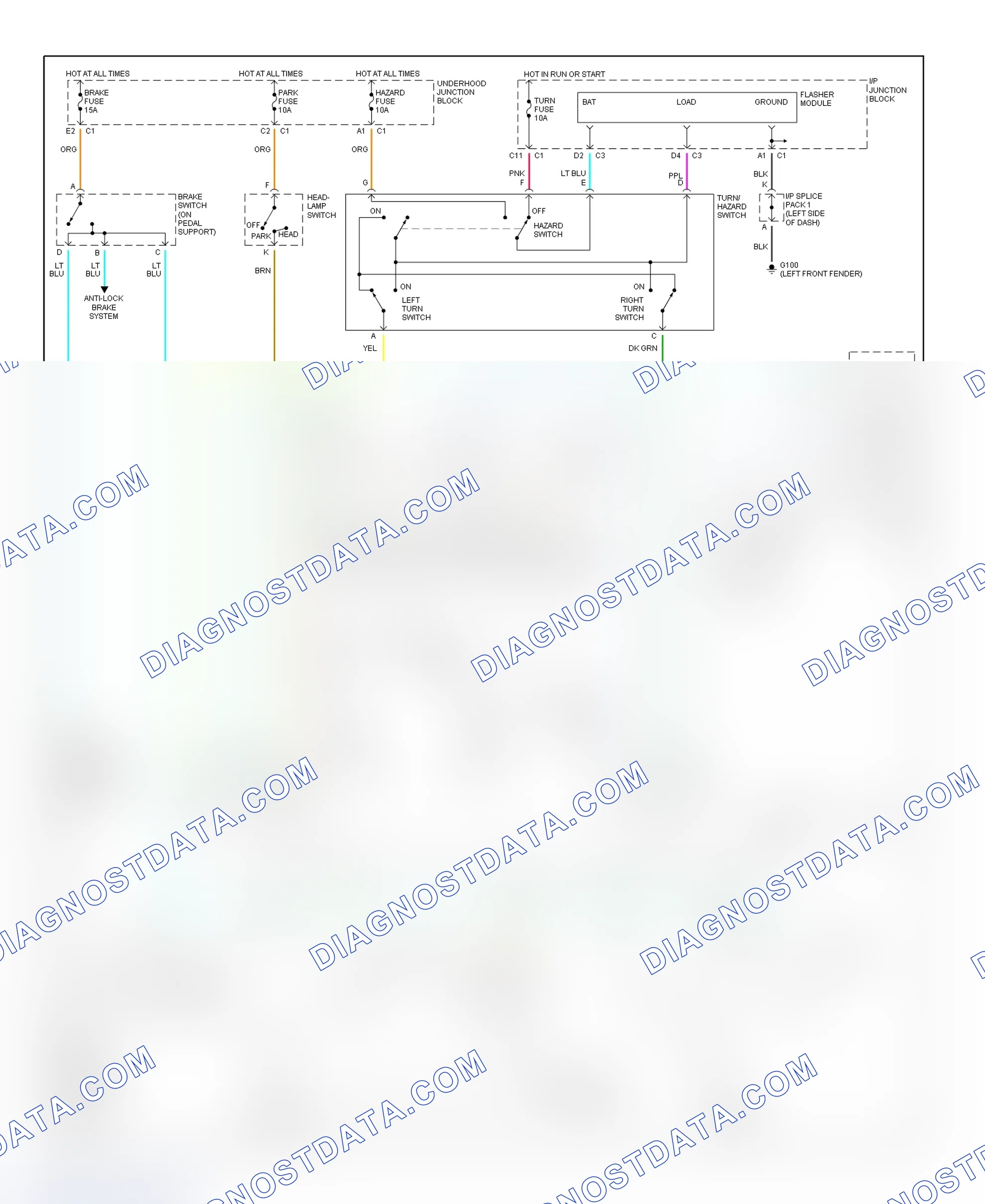 Scheme 39: Exterior Lights Wiring Diagram (Saturn Coupe)