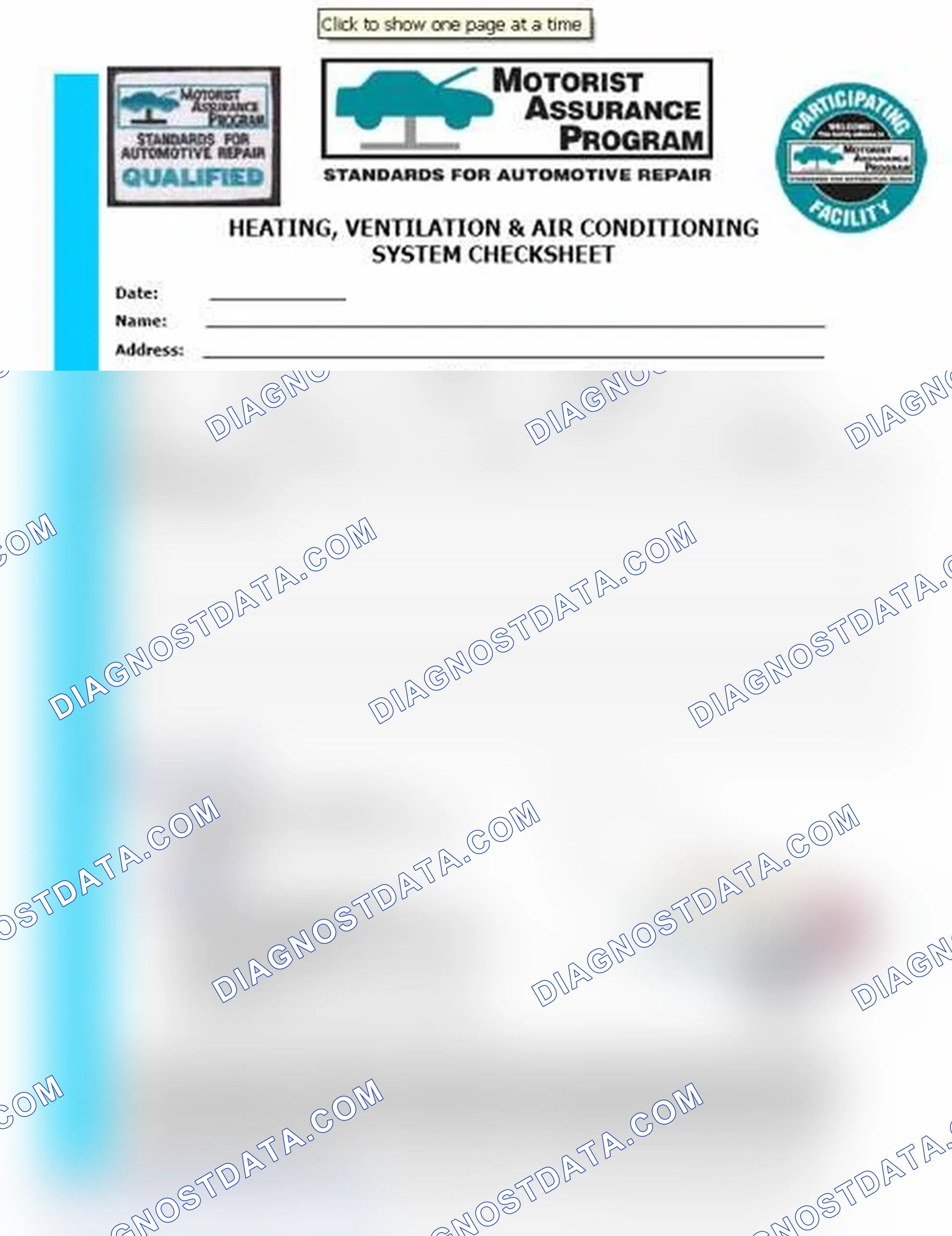 Scheme 15: Heating, Ventilation & Air Conditioning System Checksheet (1 Of 2)