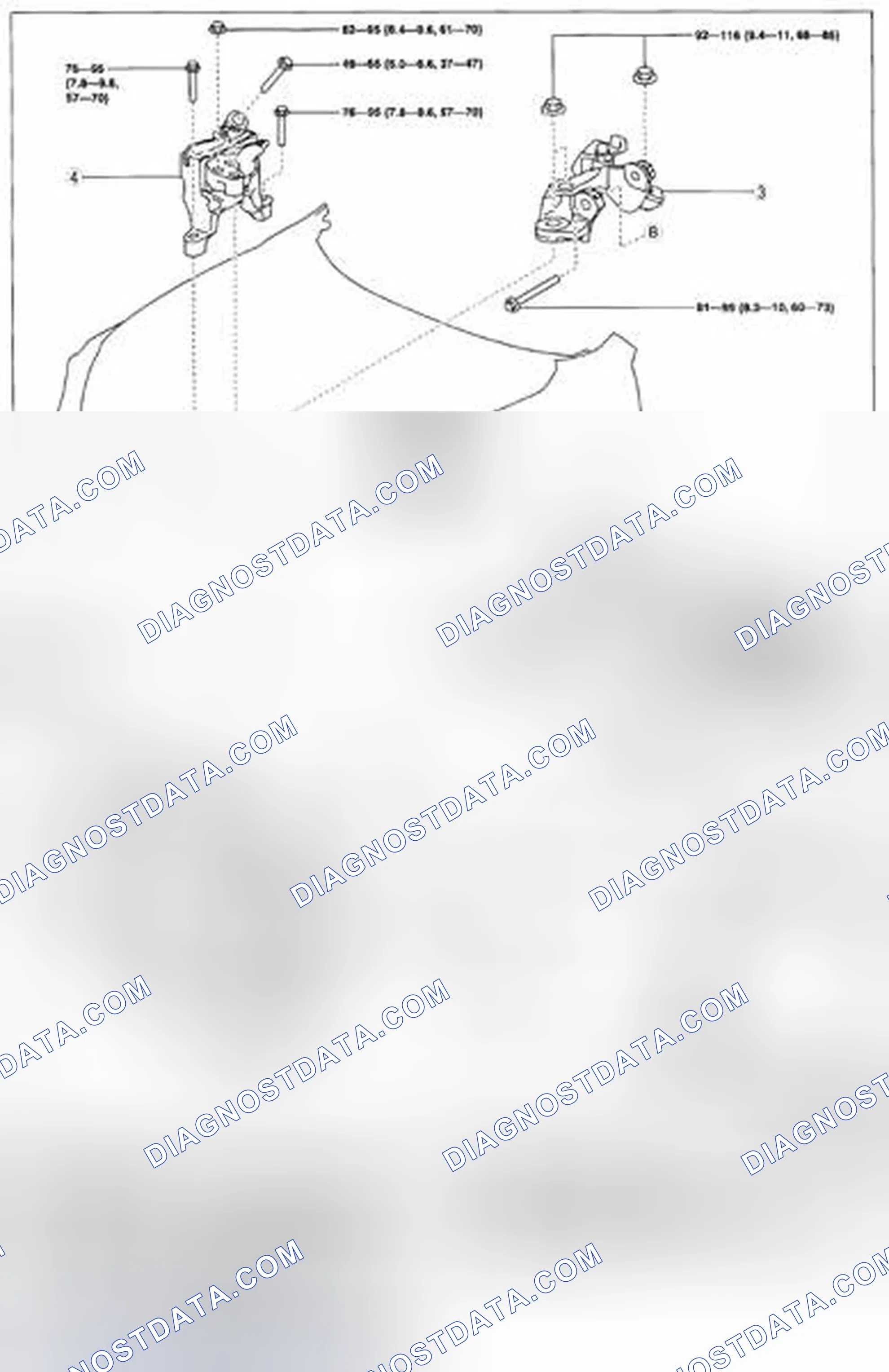 Scheme 192: Identifying Bracket Plate, Engine Mount Rubbers, Brackets, Nuts And Bolt With Torque Specifications (AWD)
