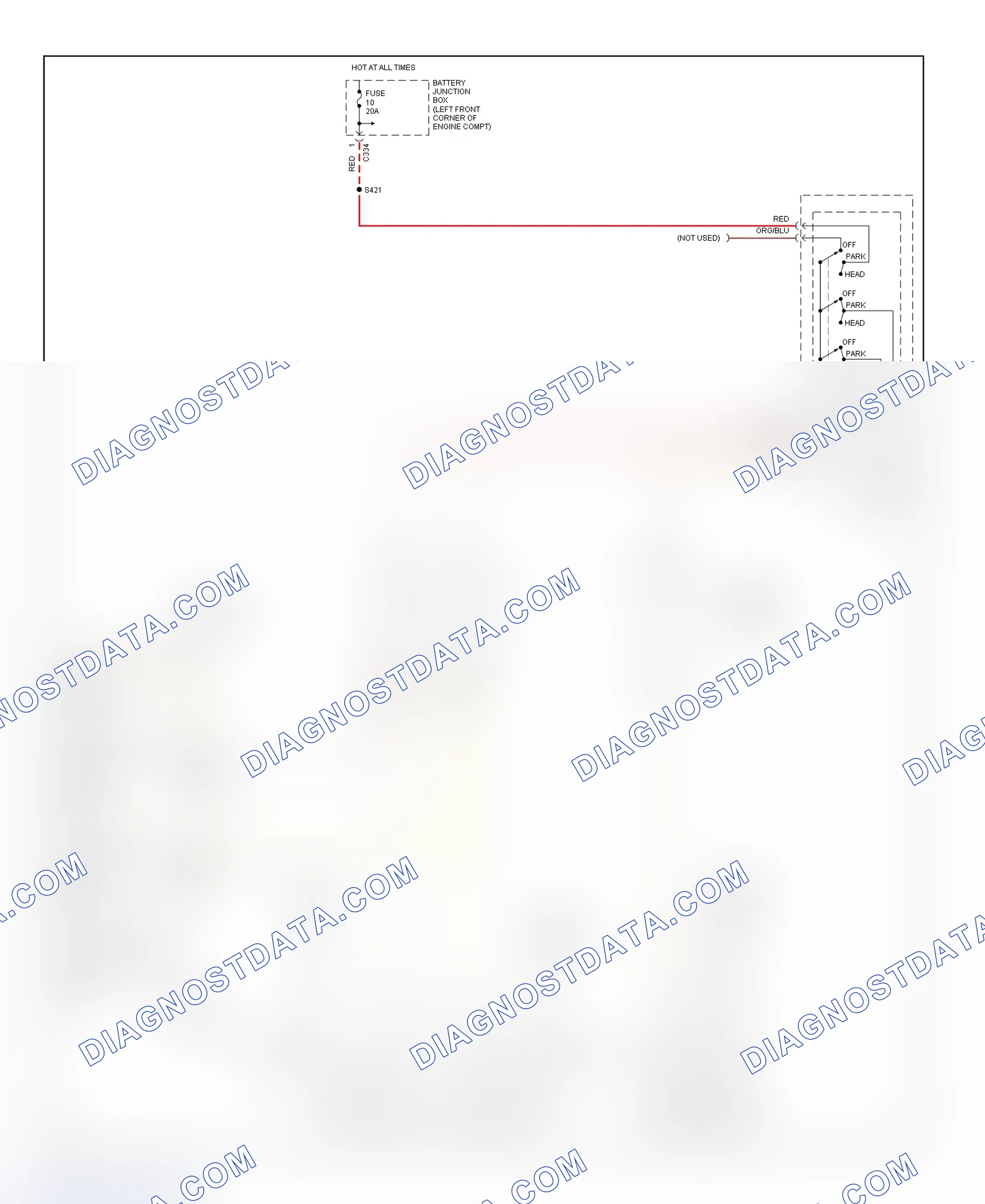 Scheme 22: Park & License Lights Wiring Diagram (Cougar - Low Option Content)