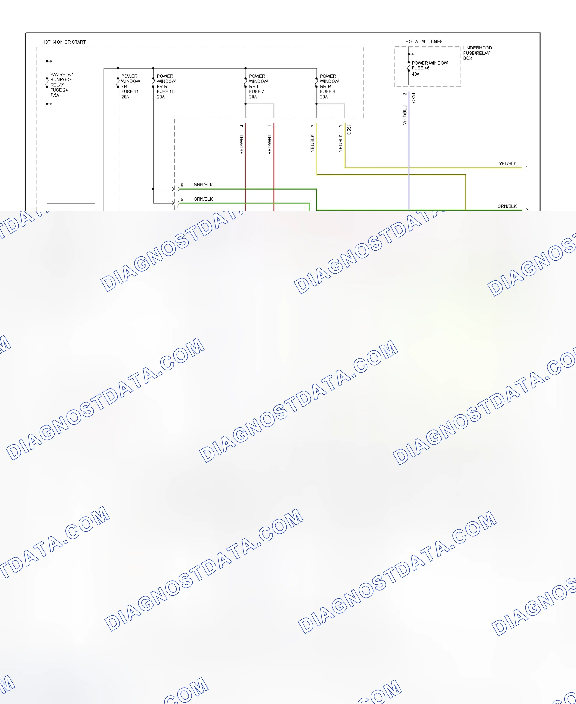 Scheme 5: Power Windows System Wiring Diagram (CR-V - 1 Of 2)