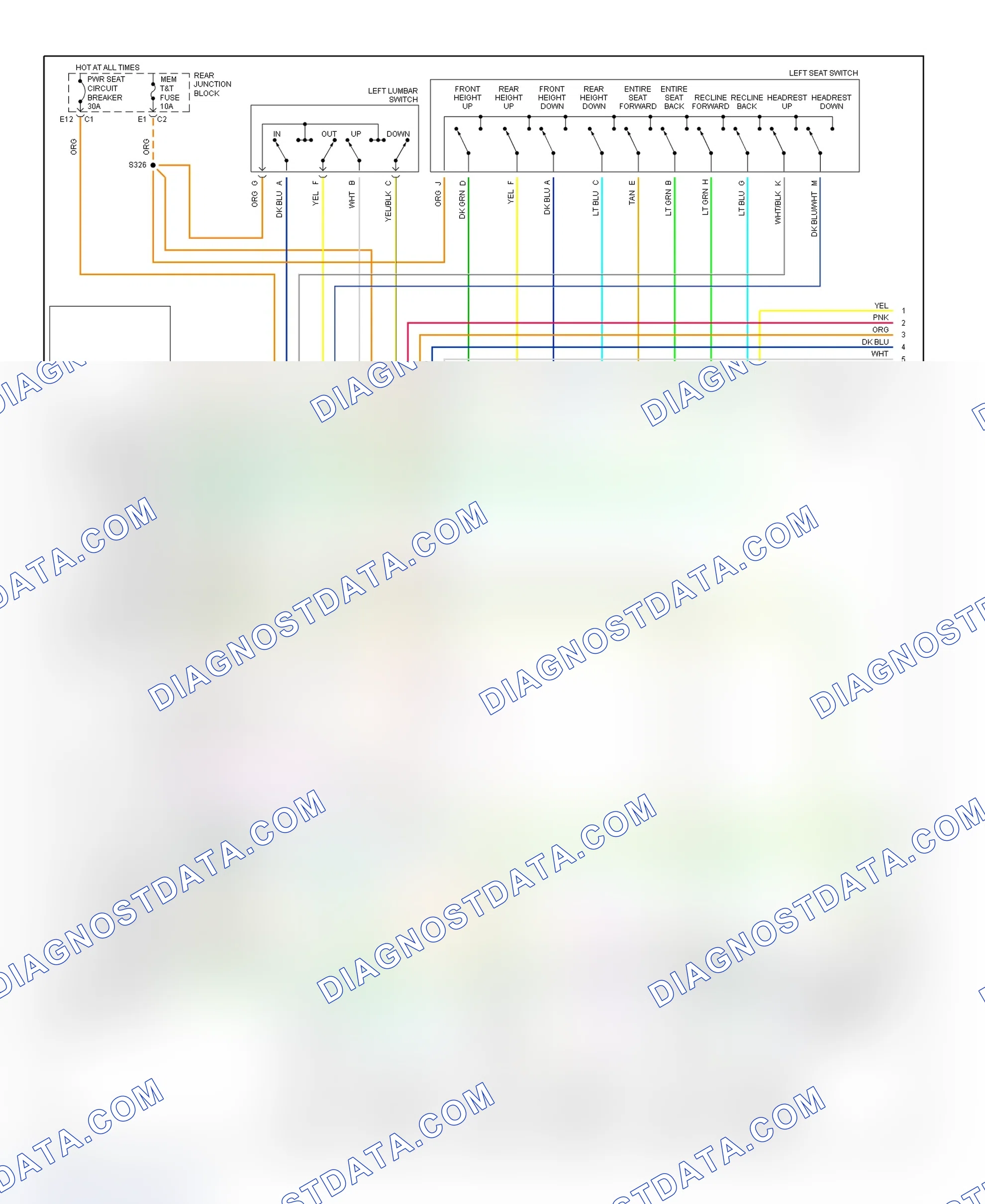 Scheme 21: Power Memory Mirror & Seat System Wiring Diagram (Seville - With Power Lumbar Seats - 1 Of 2)