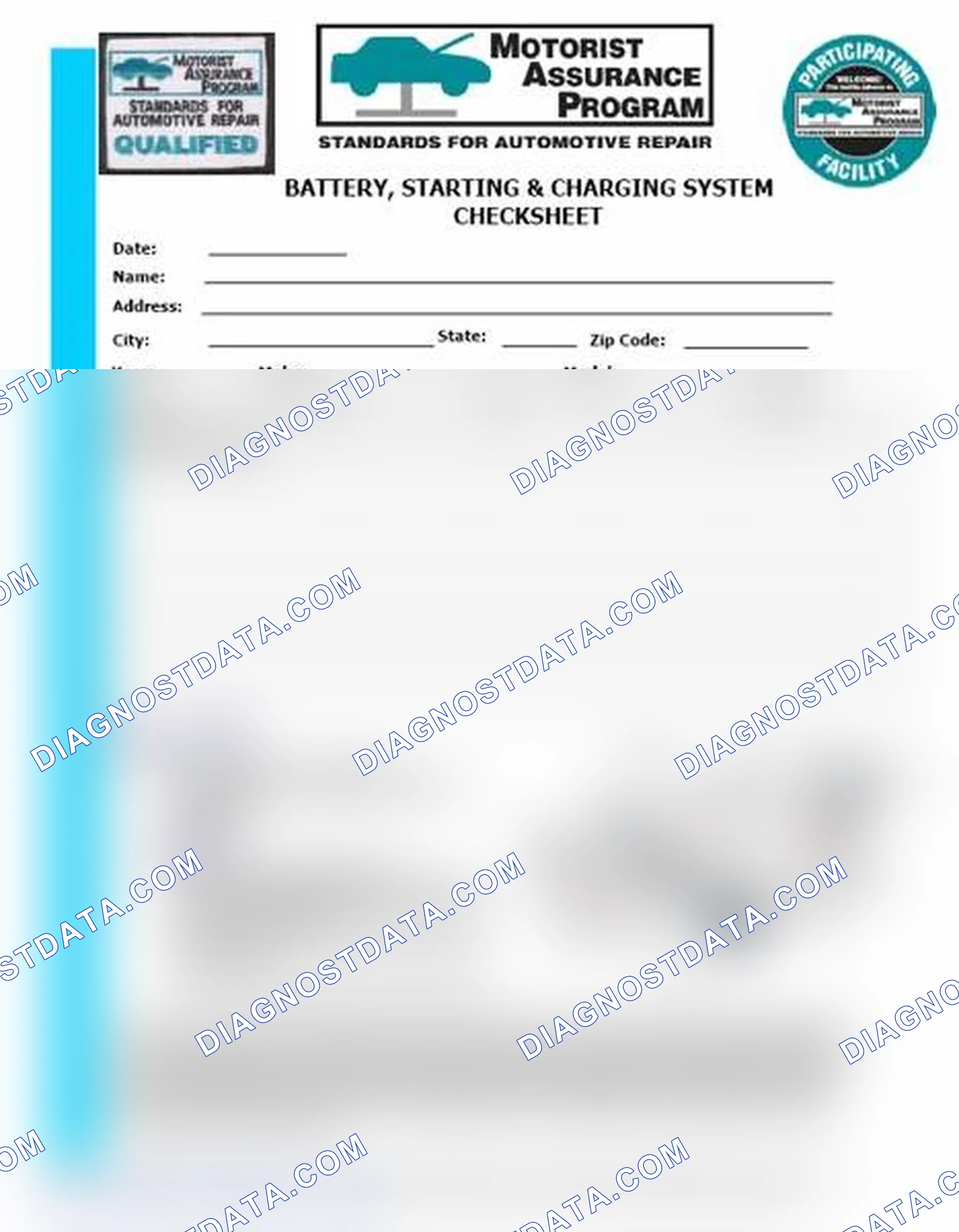 Scheme 3: Battery, Starting & Charging System Checksheet (1 Of 2)