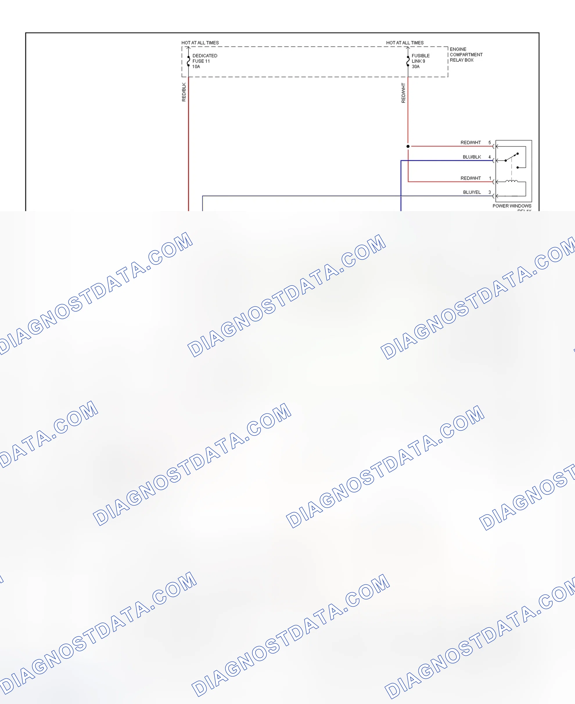 Fig. 6: Power Windows System Wiring Diagram