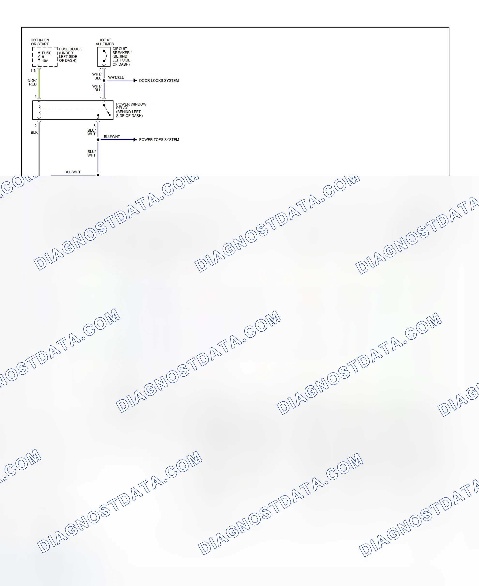 Fig. 1: Power Window System Wiring Diagram (Altima)