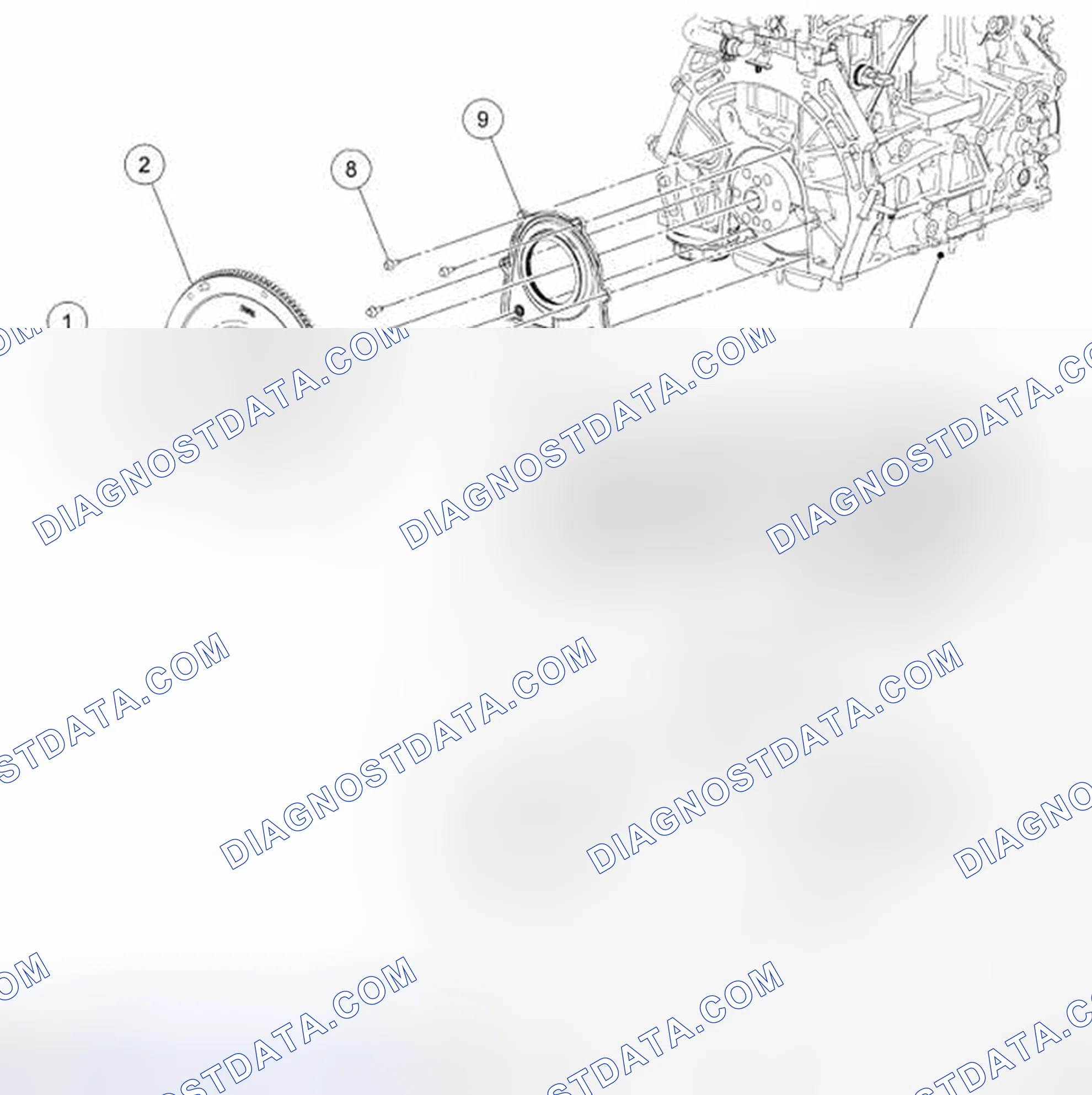 Scheme 96: Lower End Components - Exploded View, Flexplate, Flywheel and Crankshaft Rear Seal