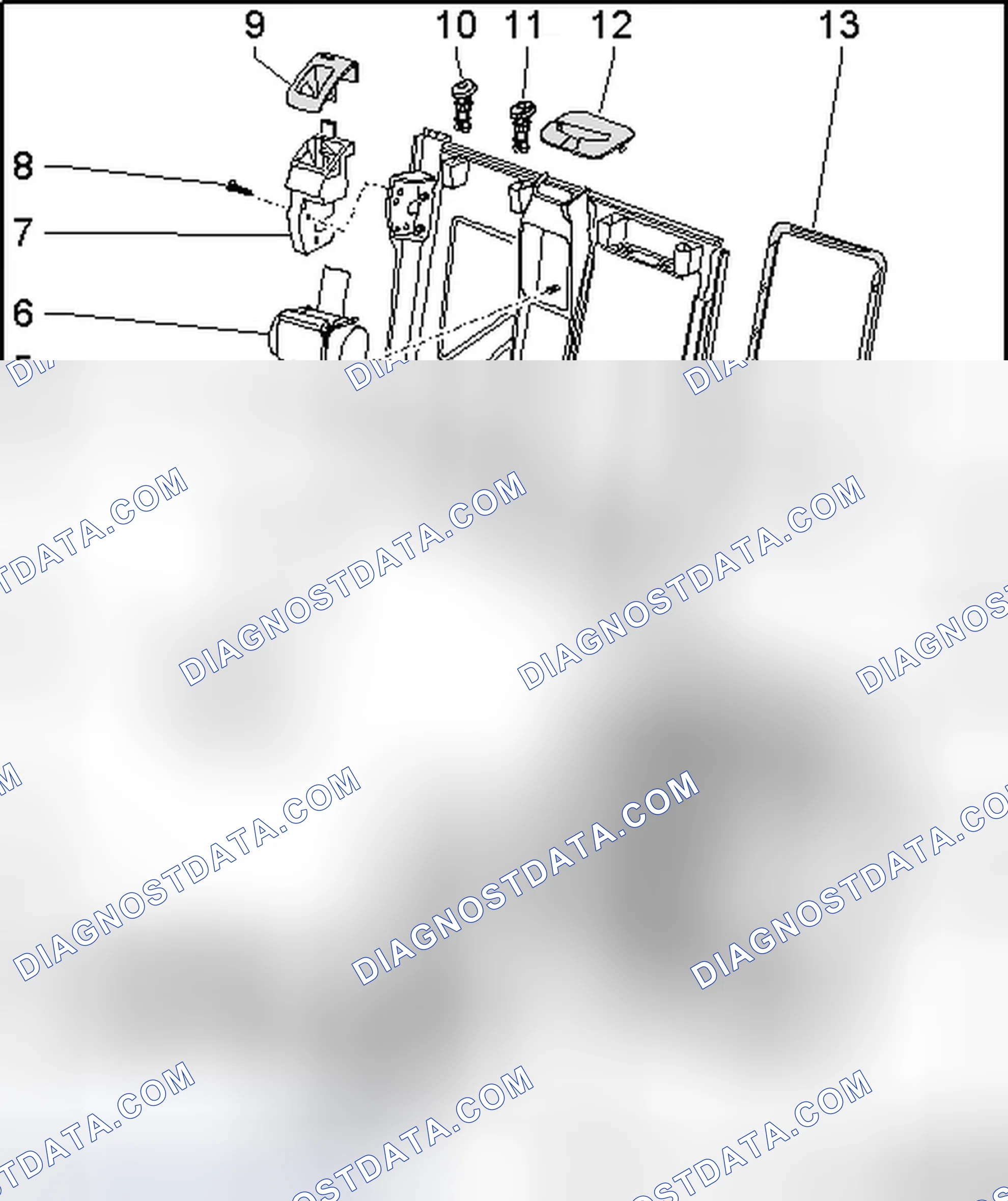 Scheme 45: RIGHT 2/3 BACKREST WITH CENTER ARMREST COMPONENT OVERVIEW