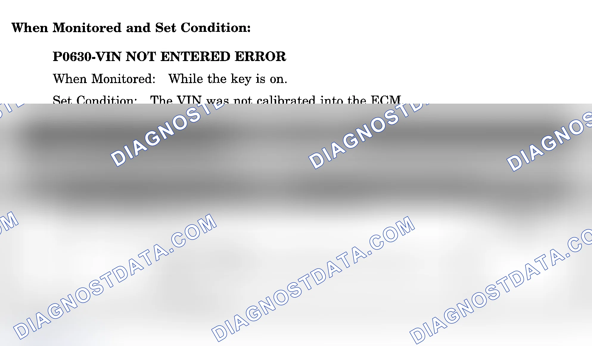 Scheme 938: DTC P0630: VIN NOT ENTERED ERROR