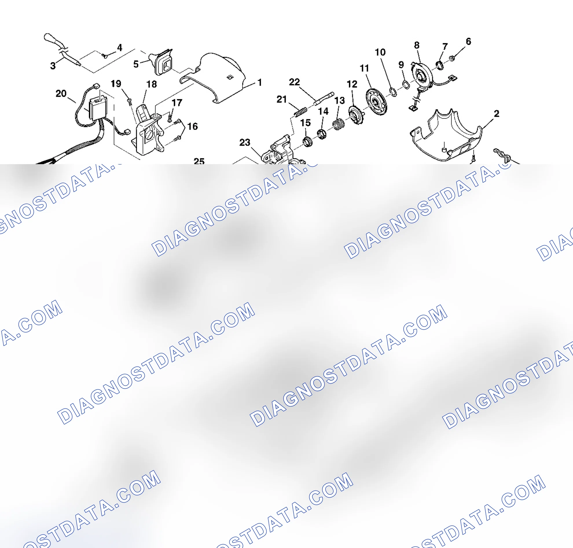Scheme 1: Steering Column Disassembled View (Column Shift and Floor Shift Tilt)