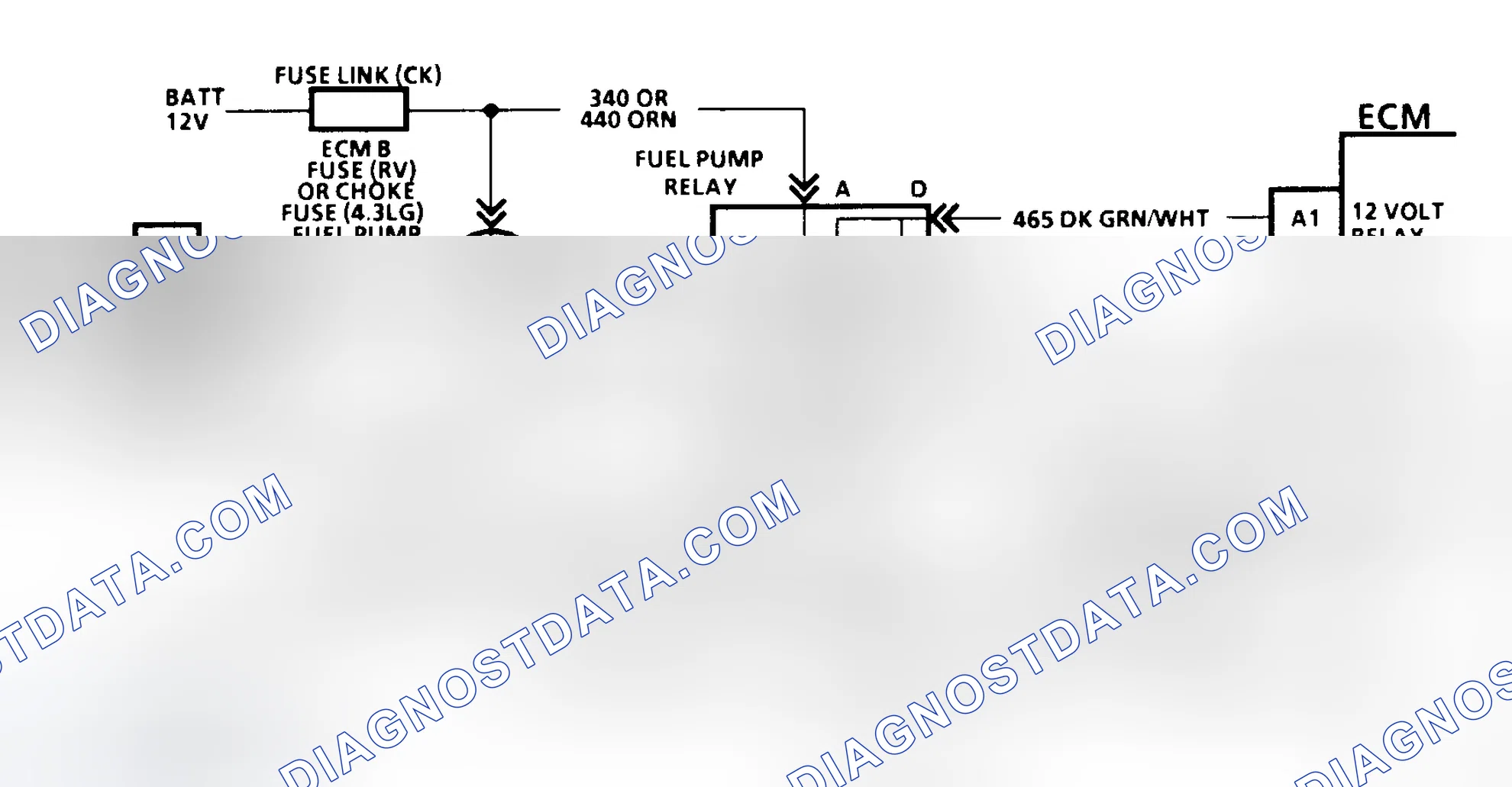 Scheme 137: Code 54 Schematic (C, K, R, V, G, & P Series W/O 4L80-E Trans) Fuel Pump Circuit