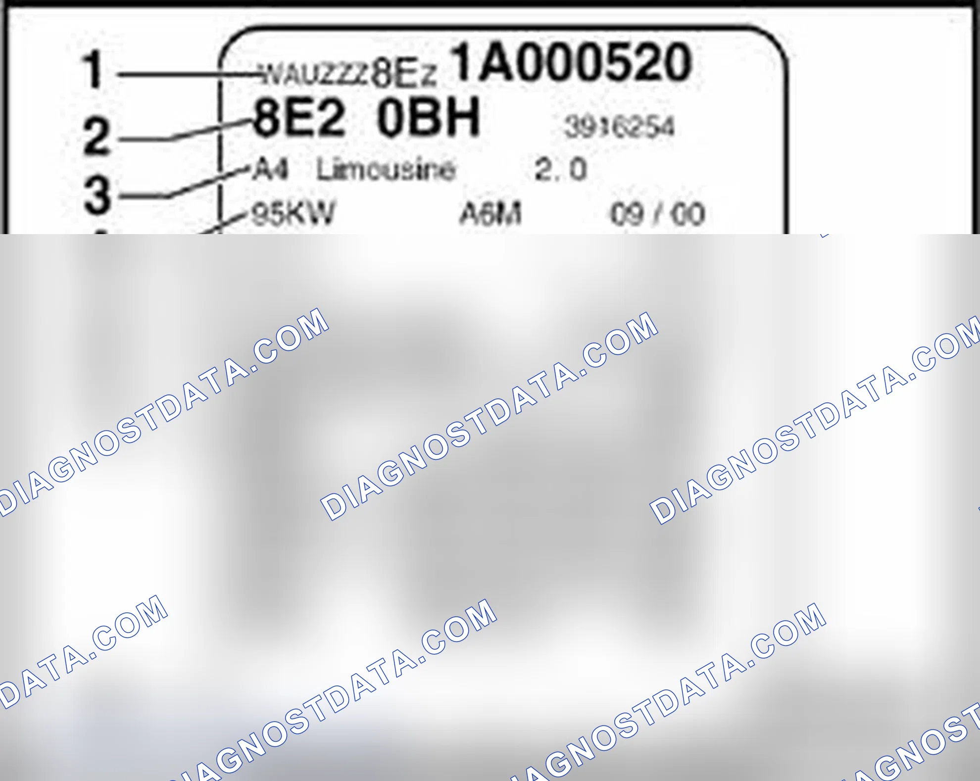 Scheme 381: Type plate / Vehicle Identification Number (VIN)