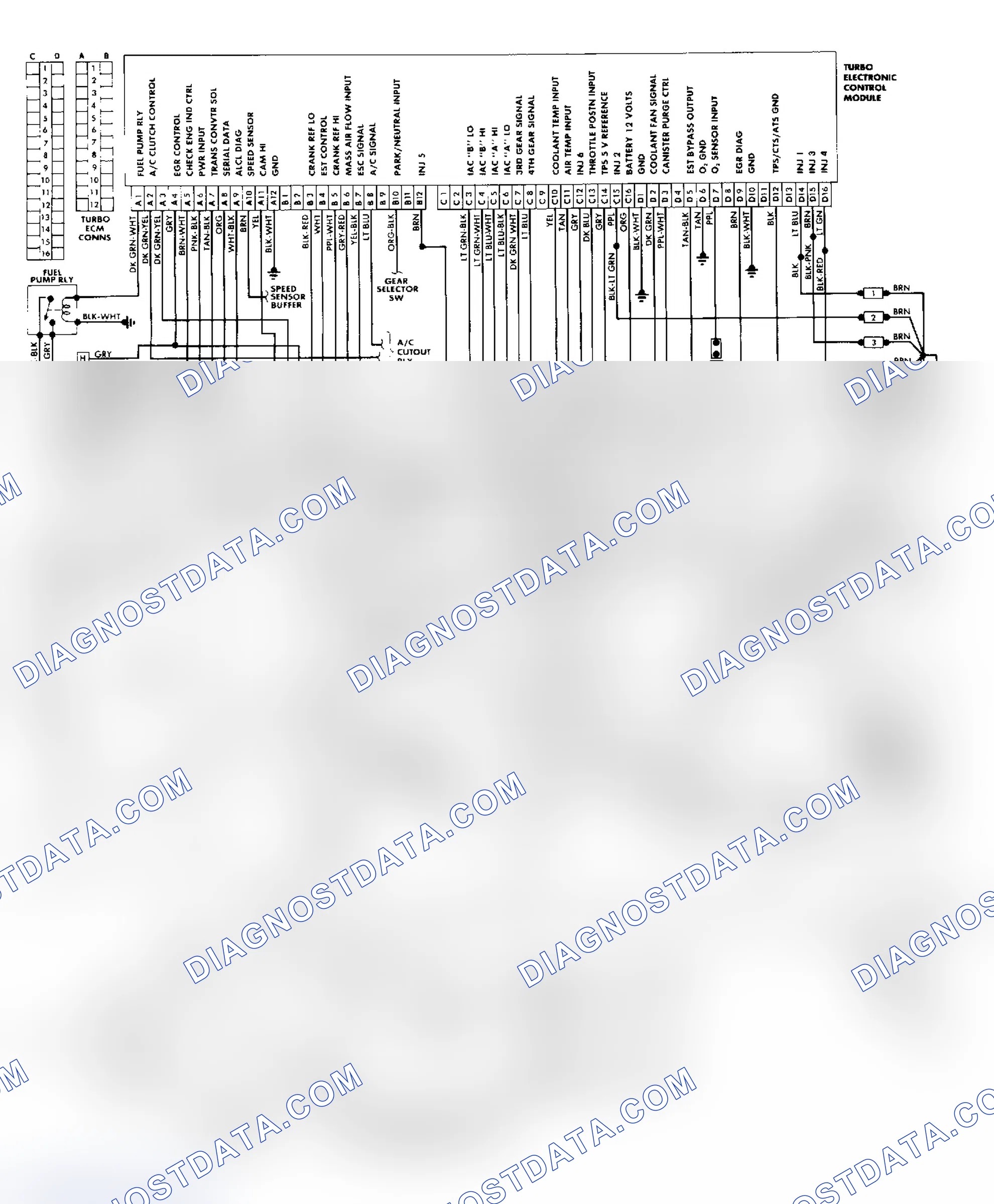 Scheme 243: Port Fuel Injection Wiring Diagram (3.8L Turbo "G" Body)