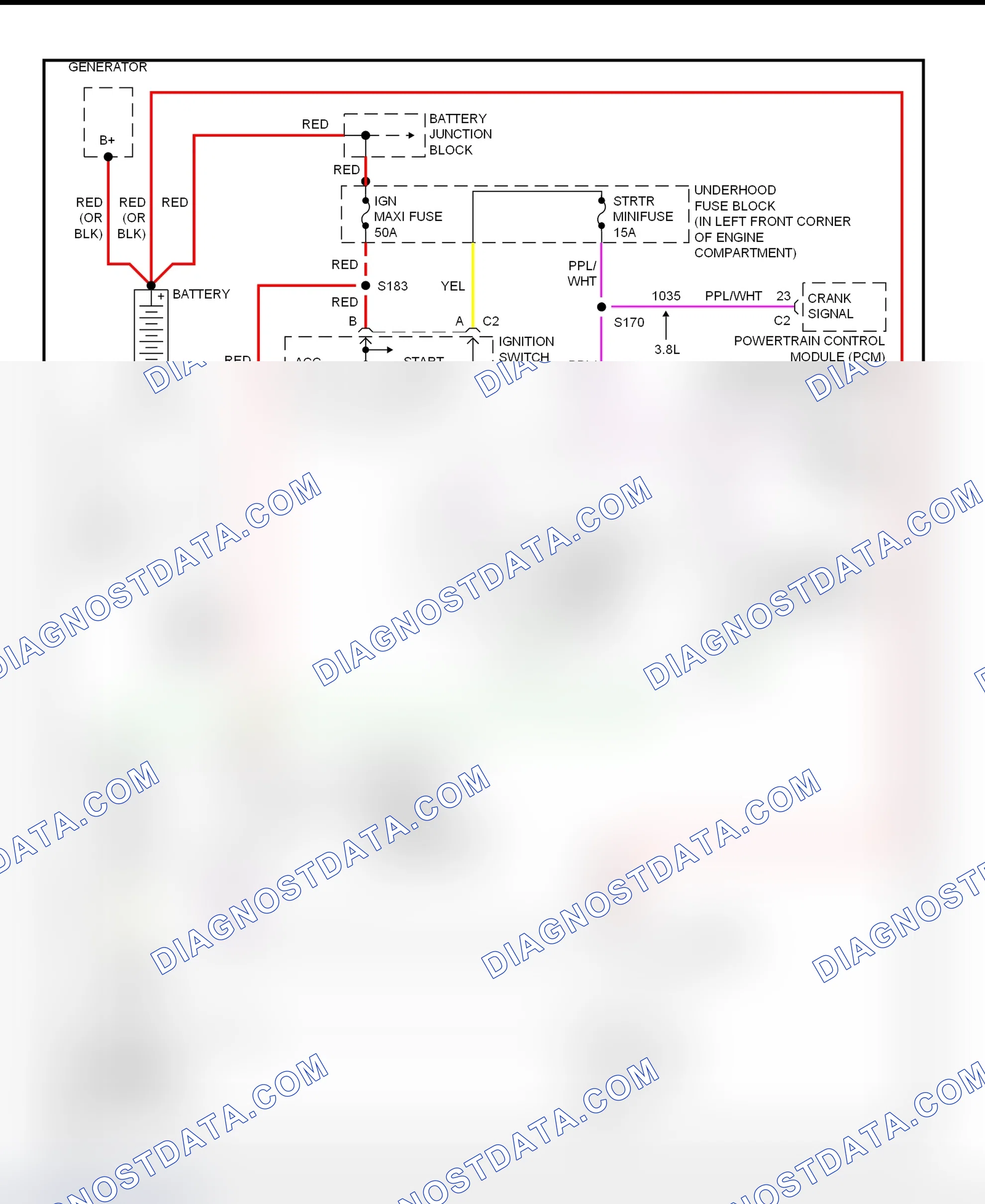 Fig. 4: Starting System Wiring Diagram (Camaro & Firebird)