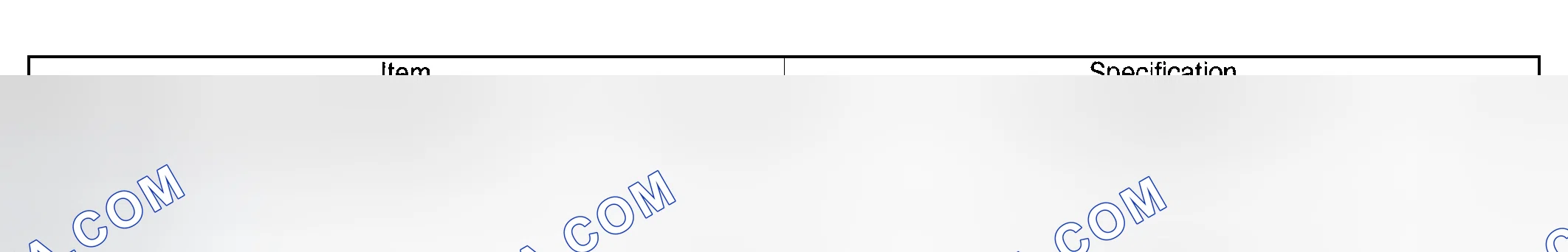 Scheme 1: SPECIFICATIONS