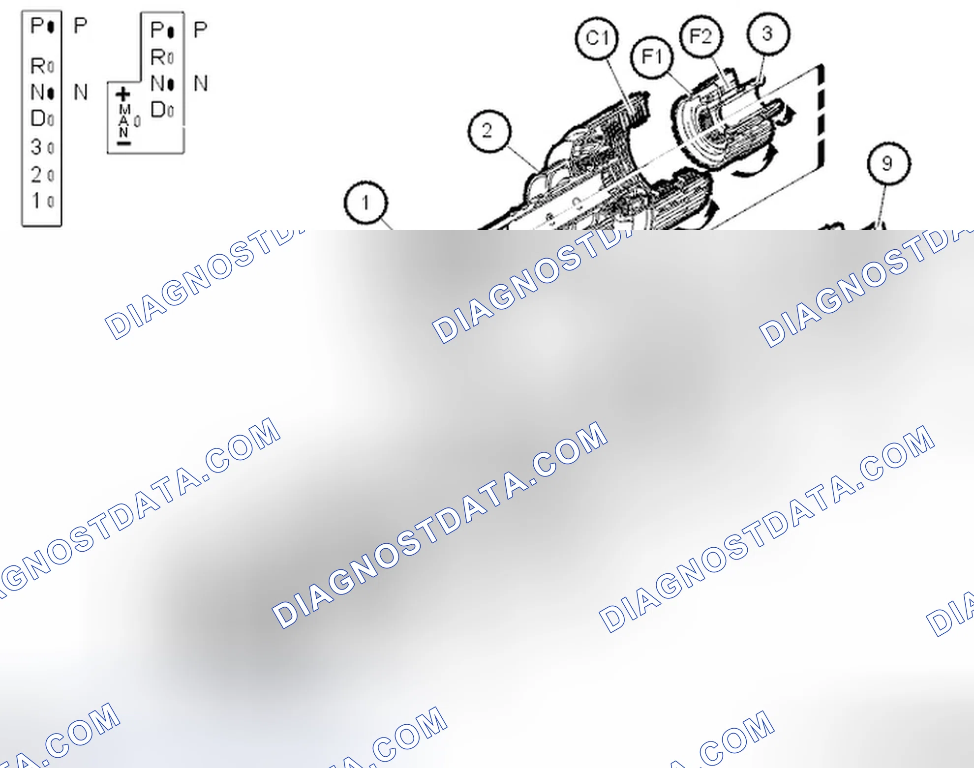 Scheme 1282: Gear shift positions, positions P and N